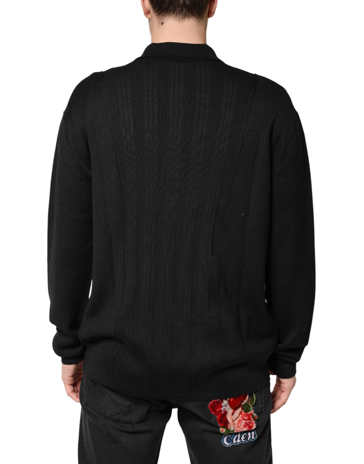 Dolce & Gabbana Black Crest Long Sleeve Men Pullover Men's Sweater