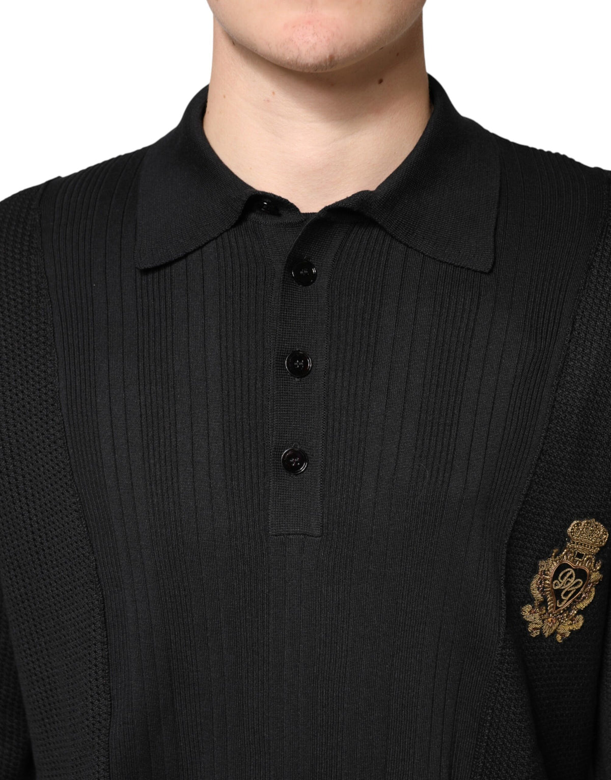 Dolce & Gabbana Black Crest Long Sleeve Men Pullover Men's Sweater