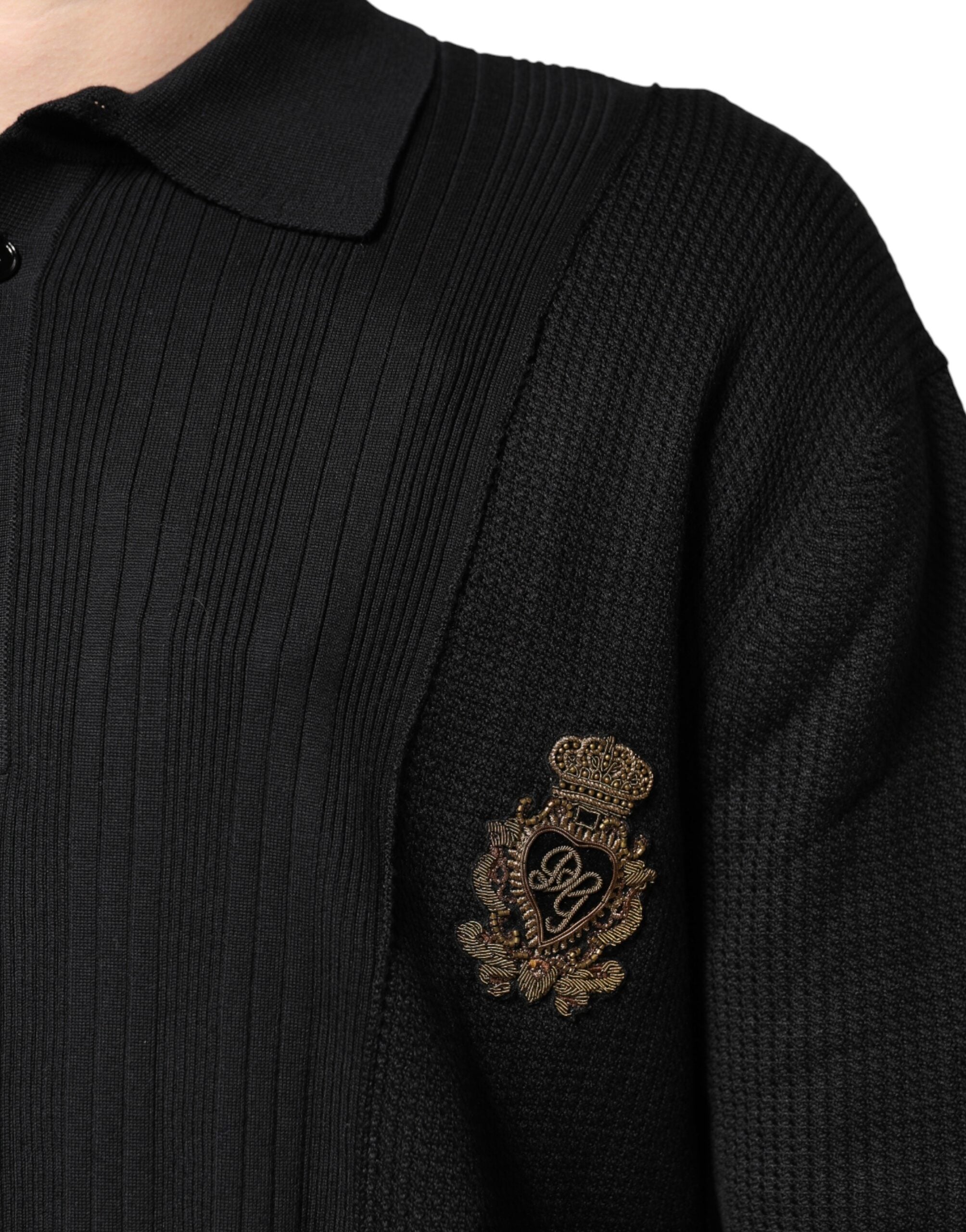 Dolce & Gabbana Black Crest Long Sleeve Men Pullover Men's Sweater
