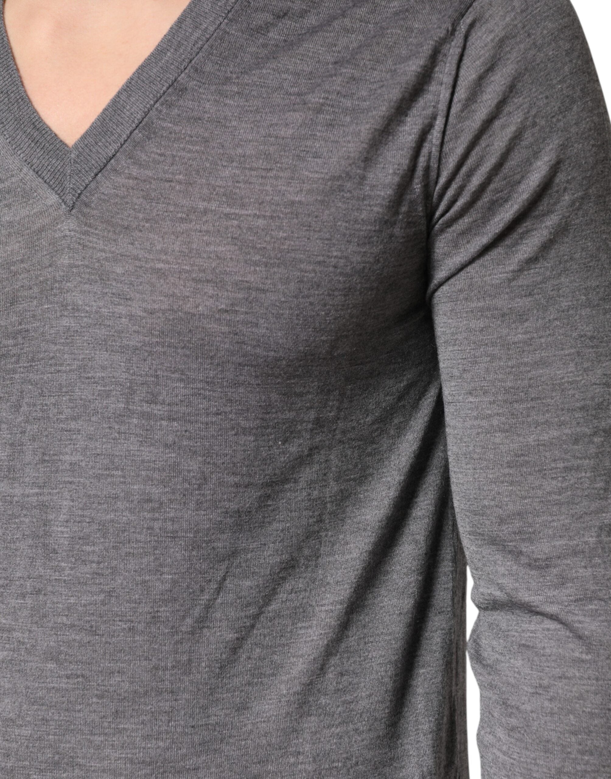 Dolce & Gabbana Gray Cashmere V-Neck Men Pullover Men's Sweater (Pre-Owned)