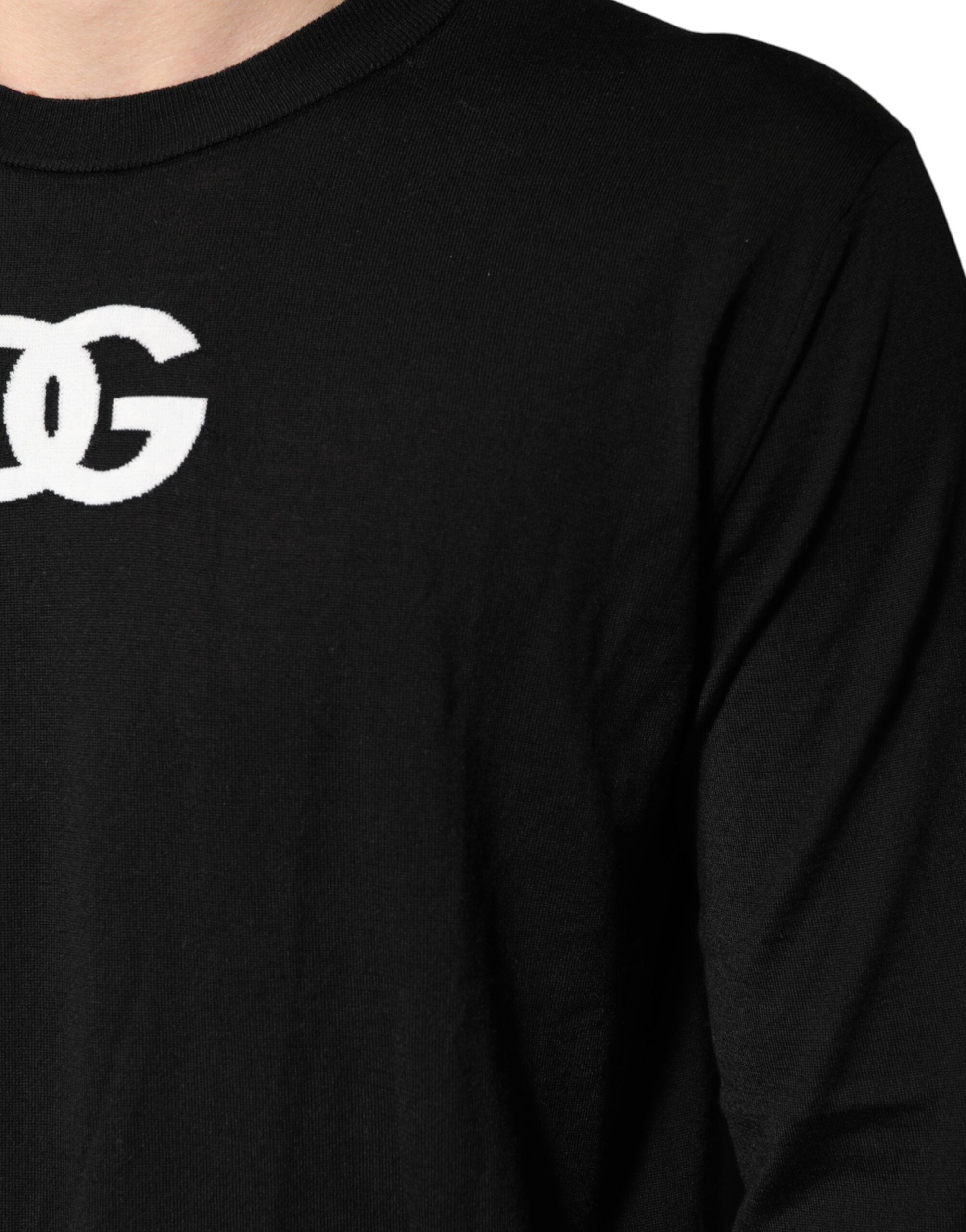 Dolce & Gabbana Black Wool DG Crew Neck Men Pullover Men's Sweater