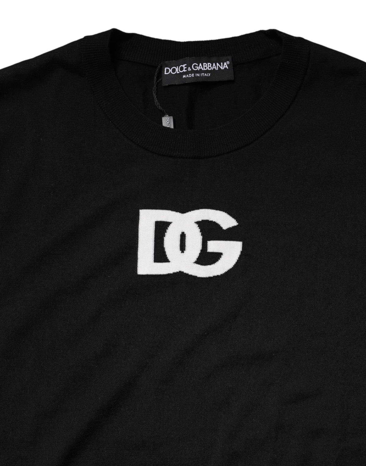 Dolce & Gabbana Black Wool DG Crew Neck Men Pullover Men's Sweater
