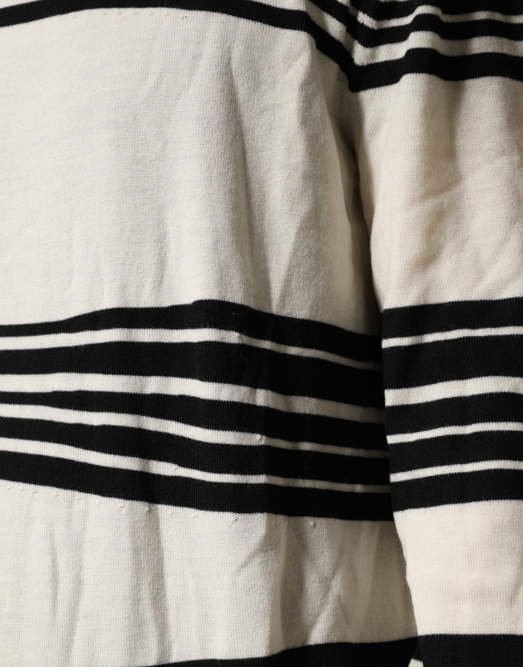 Dolce & Gabbana Black White Stripe CrewNeck Pullover Men's Sweater