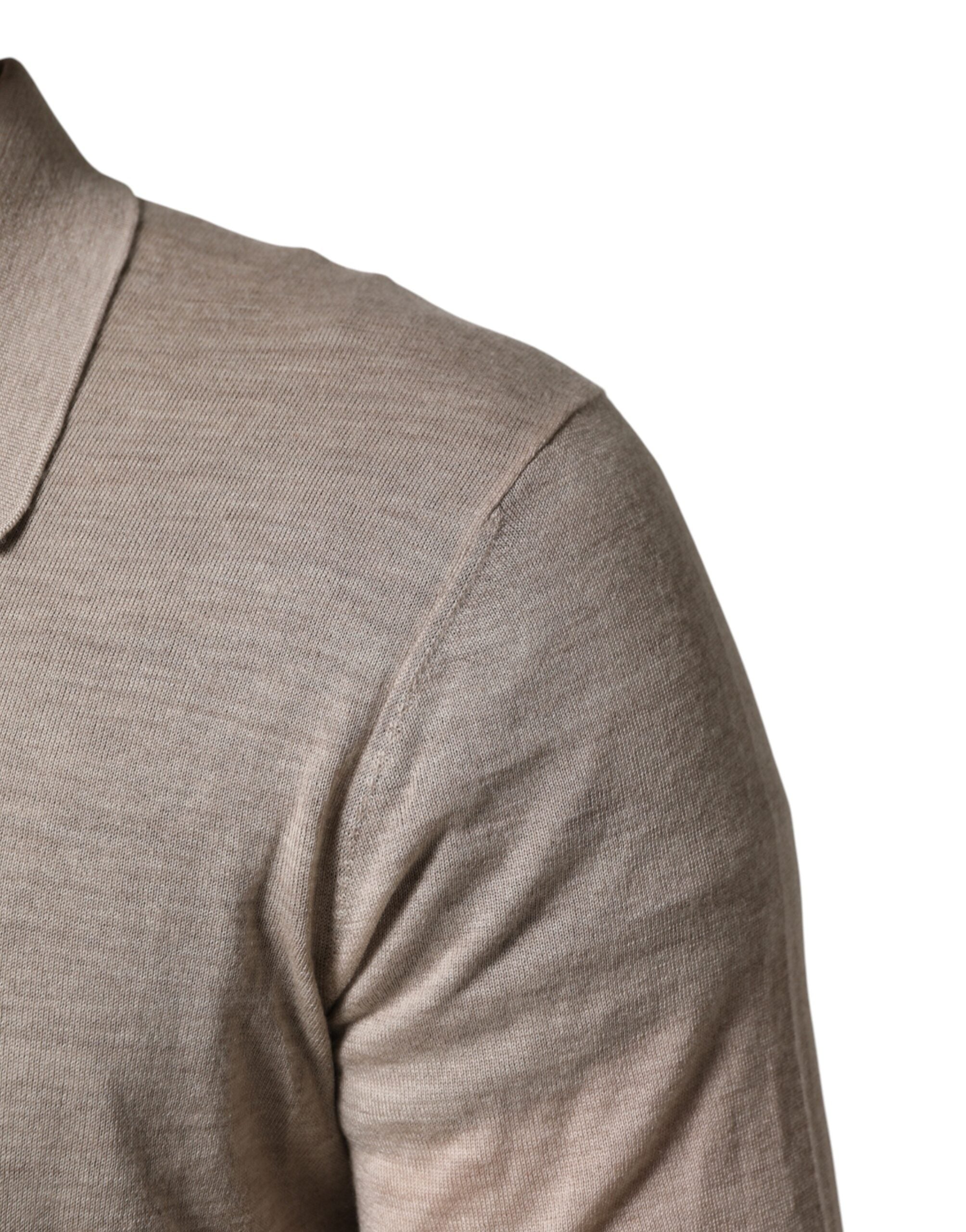 Dolce & Gabbana Beige Cashmere Collared PoloPullover Men's Sweater (Pre-Owned)