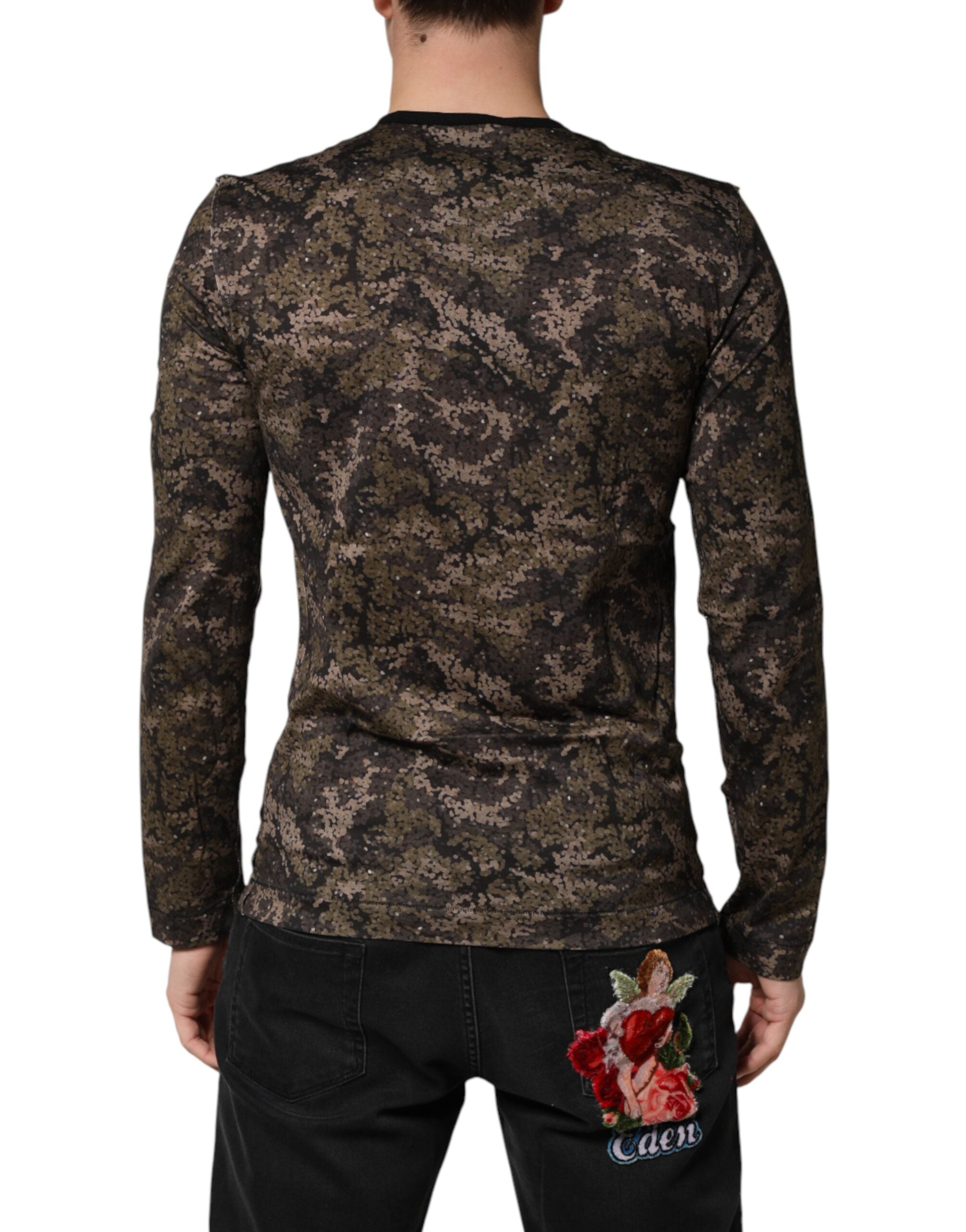 Dolce & Gabbana Multicolor Camouflage Long Sleeves Men's T-shirt