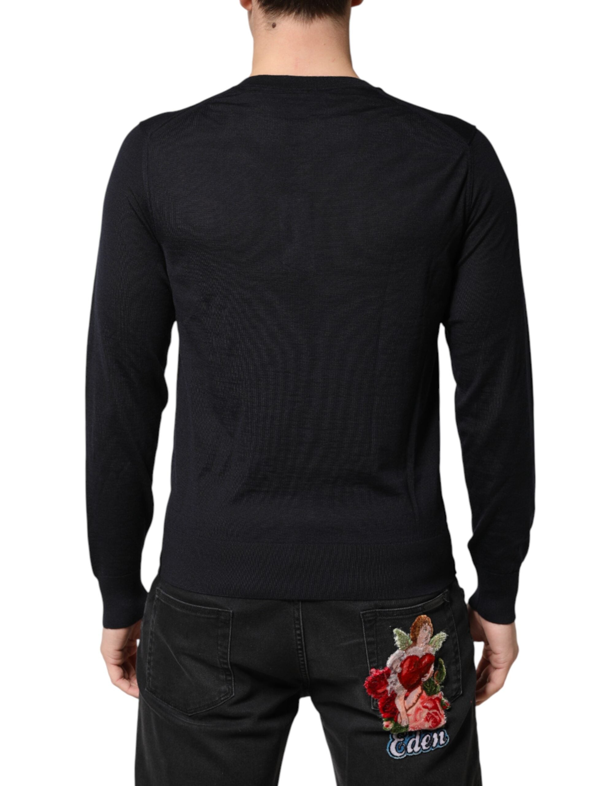 Dolce & Gabbana Black Cashmere V-Neck Men Pullover Men's Sweater (Pre-Owned)