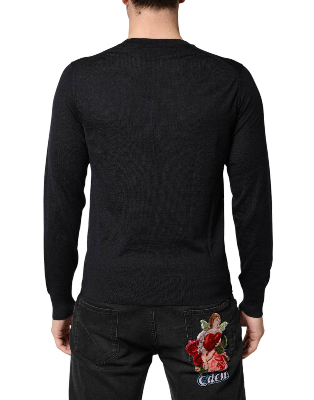 Dolce & Gabbana Black Cashmere V-Neck Men Pullover Men's Sweater (Pre-Owned)