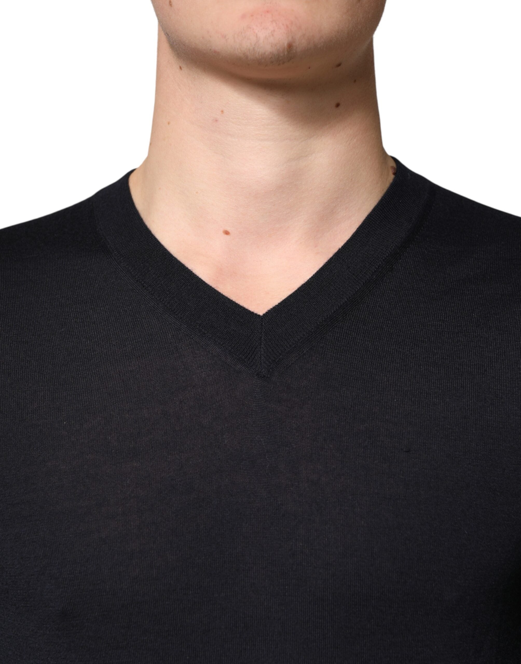 Dolce & Gabbana Black Cashmere V-Neck Men Pullover Men's Sweater (Pre-Owned)