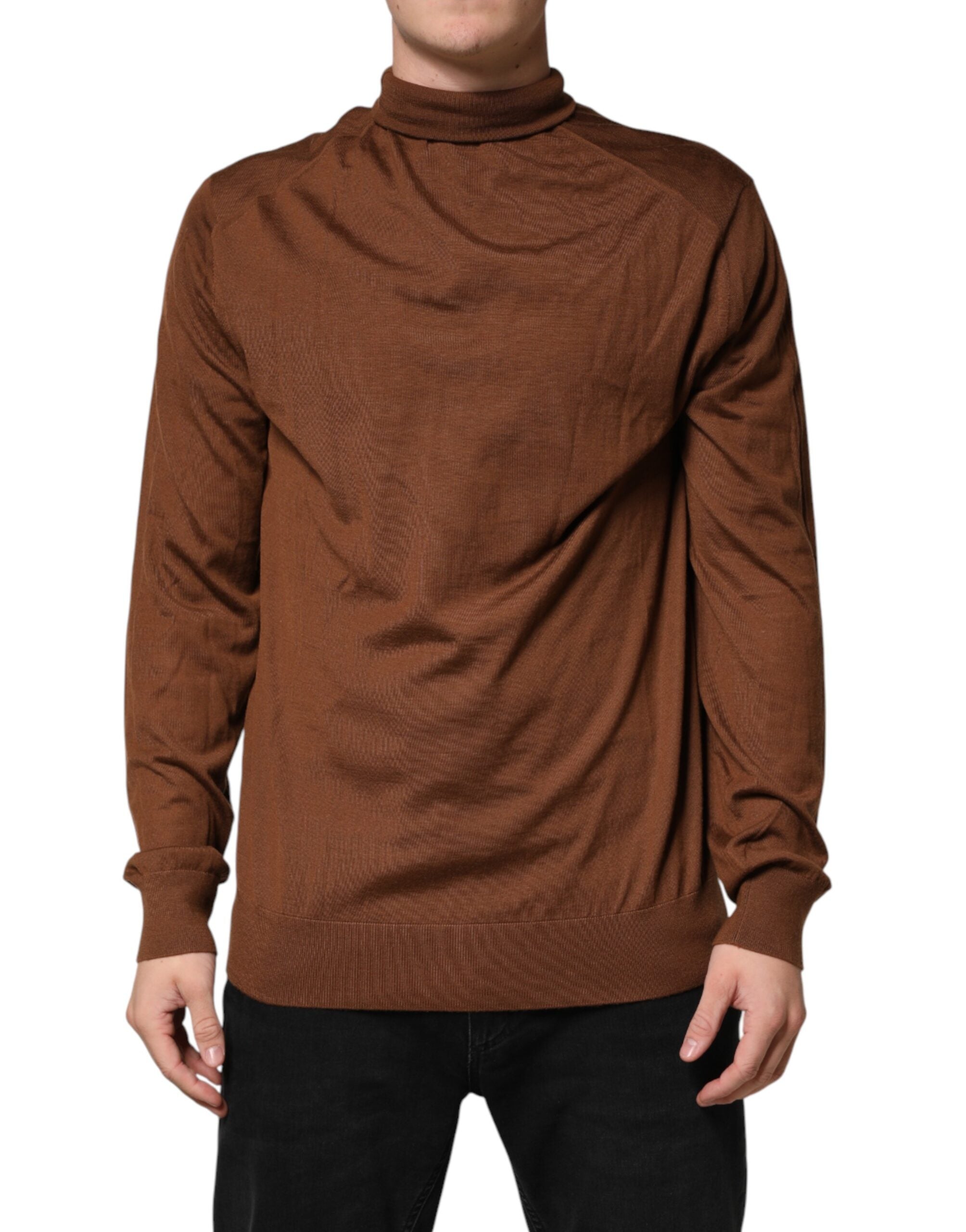 Dolce & Gabbana Brown Cashmere Turtle Neck Pullover Men's Sweater (Pre-Owned)