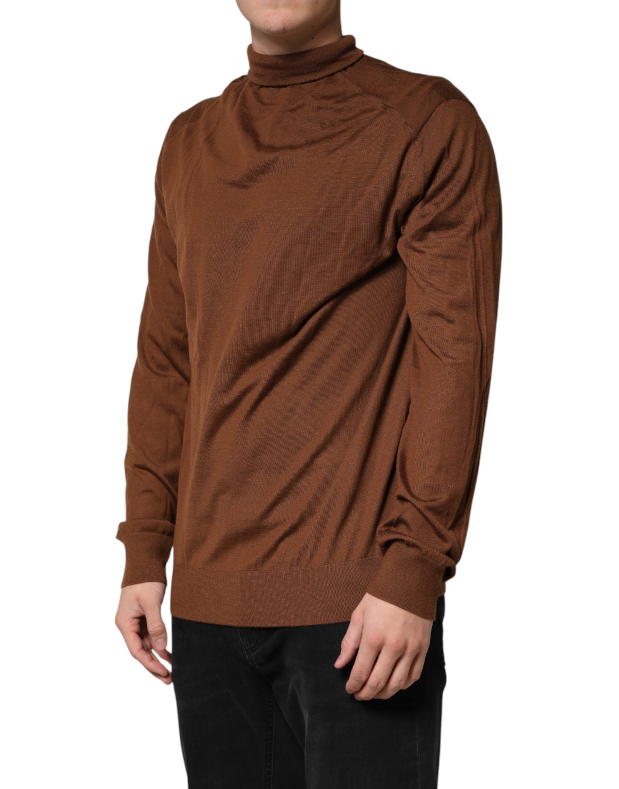 Dolce & Gabbana Brown Cashmere Turtle Neck Pullover Men's Sweater (Pre-Owned)