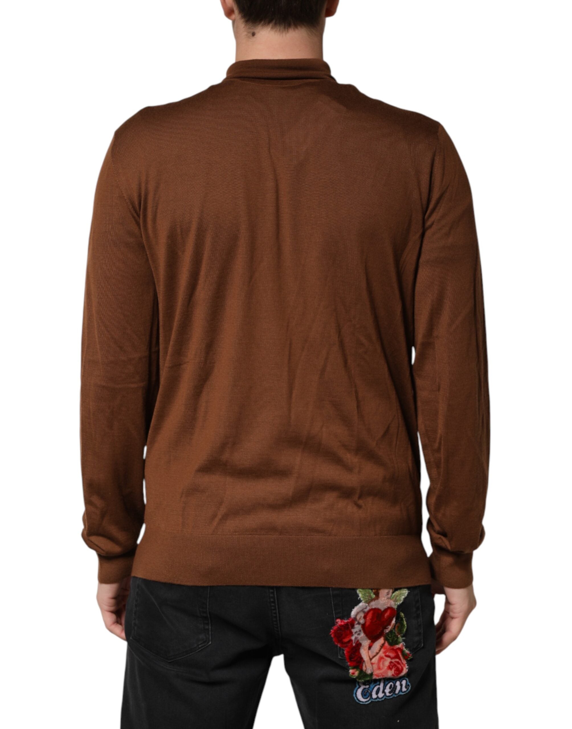 Dolce & Gabbana Brown Cashmere Turtle Neck Pullover Men's Sweater (Pre-Owned)