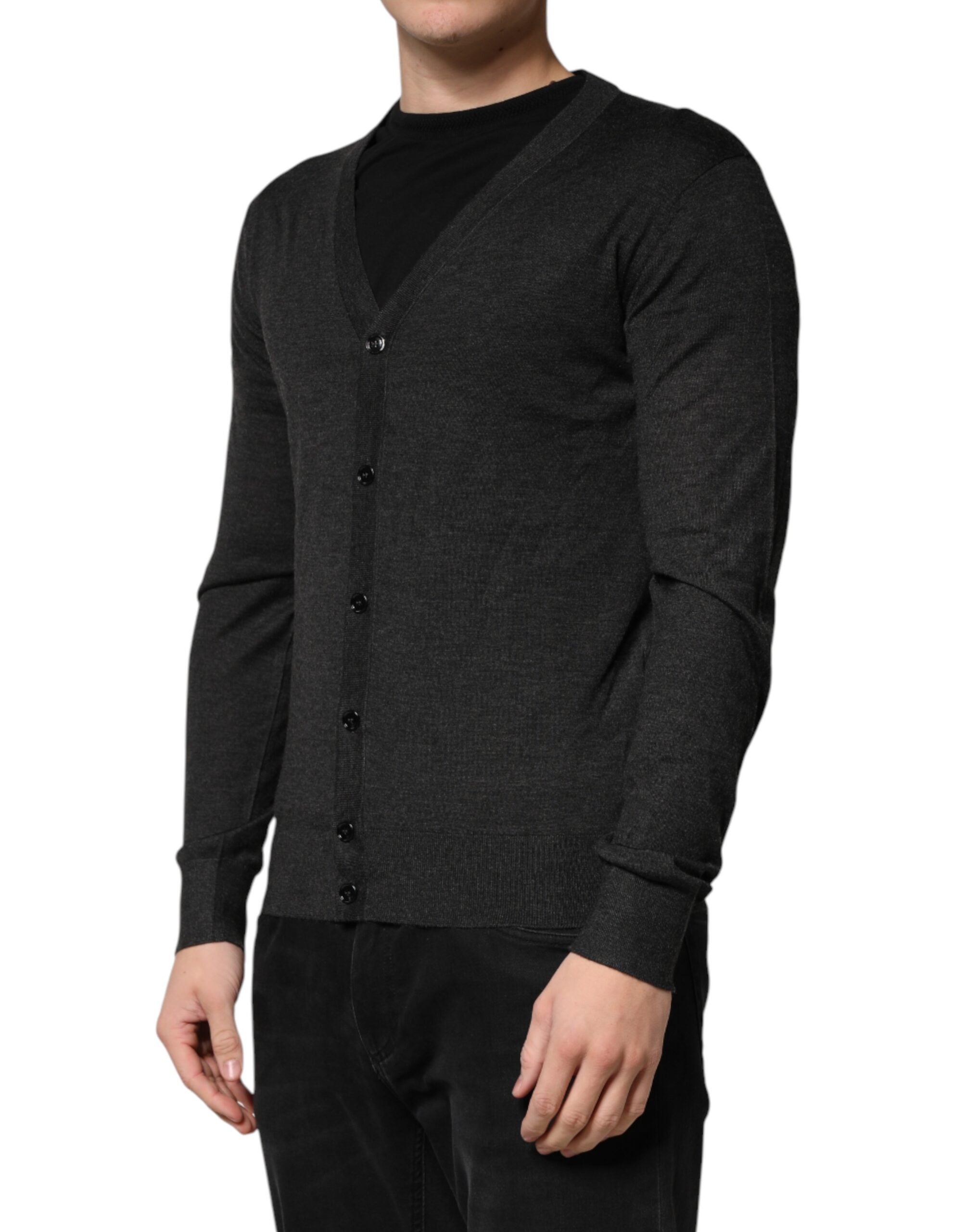 Dolce & Gabbana Black Cashmere Buttoned Men Cardigan Men's Sweater (Pre-Owned)