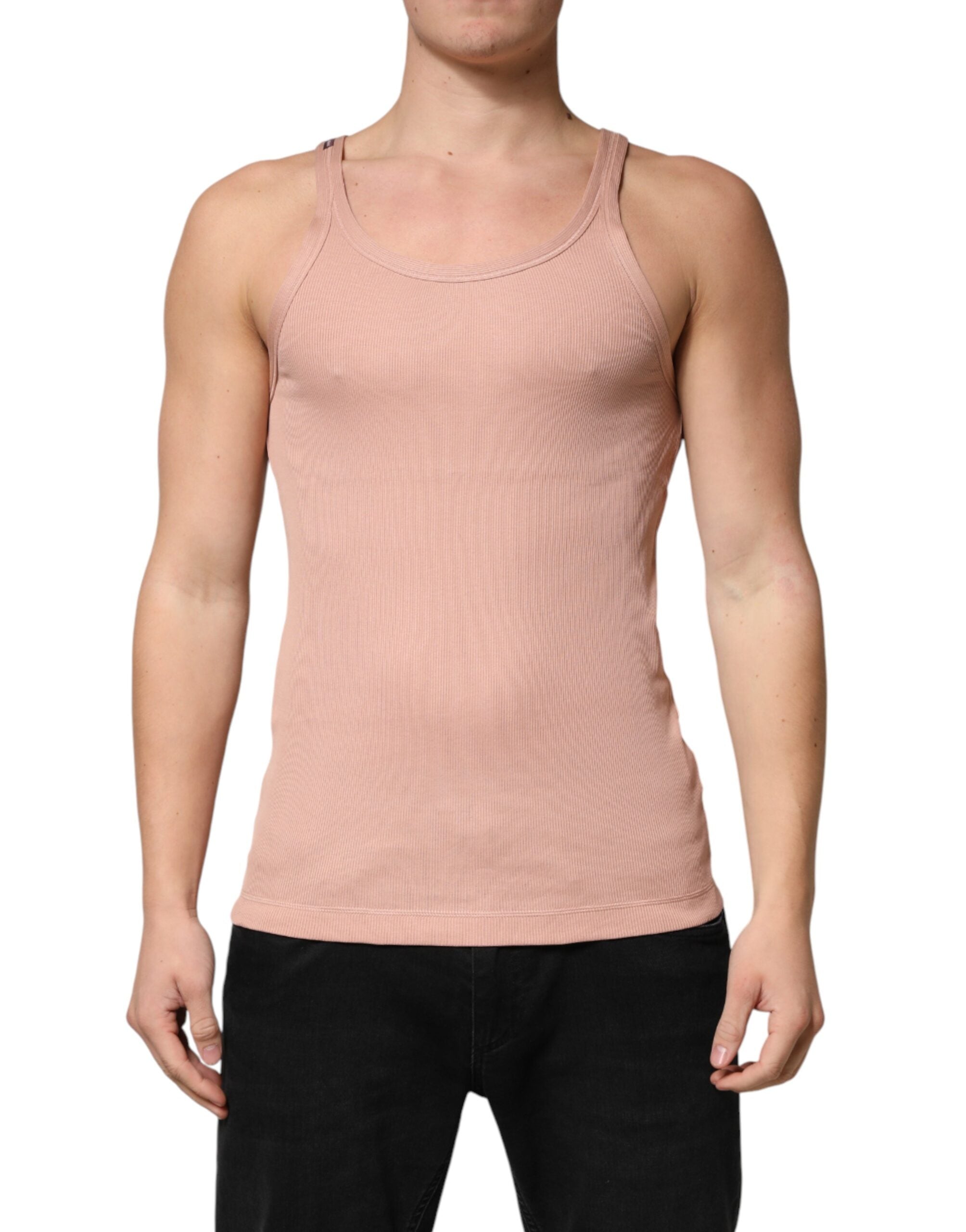 Dolce & Gabbana Pink Sleeveless Round Neck Tank Top Men's T-shirt