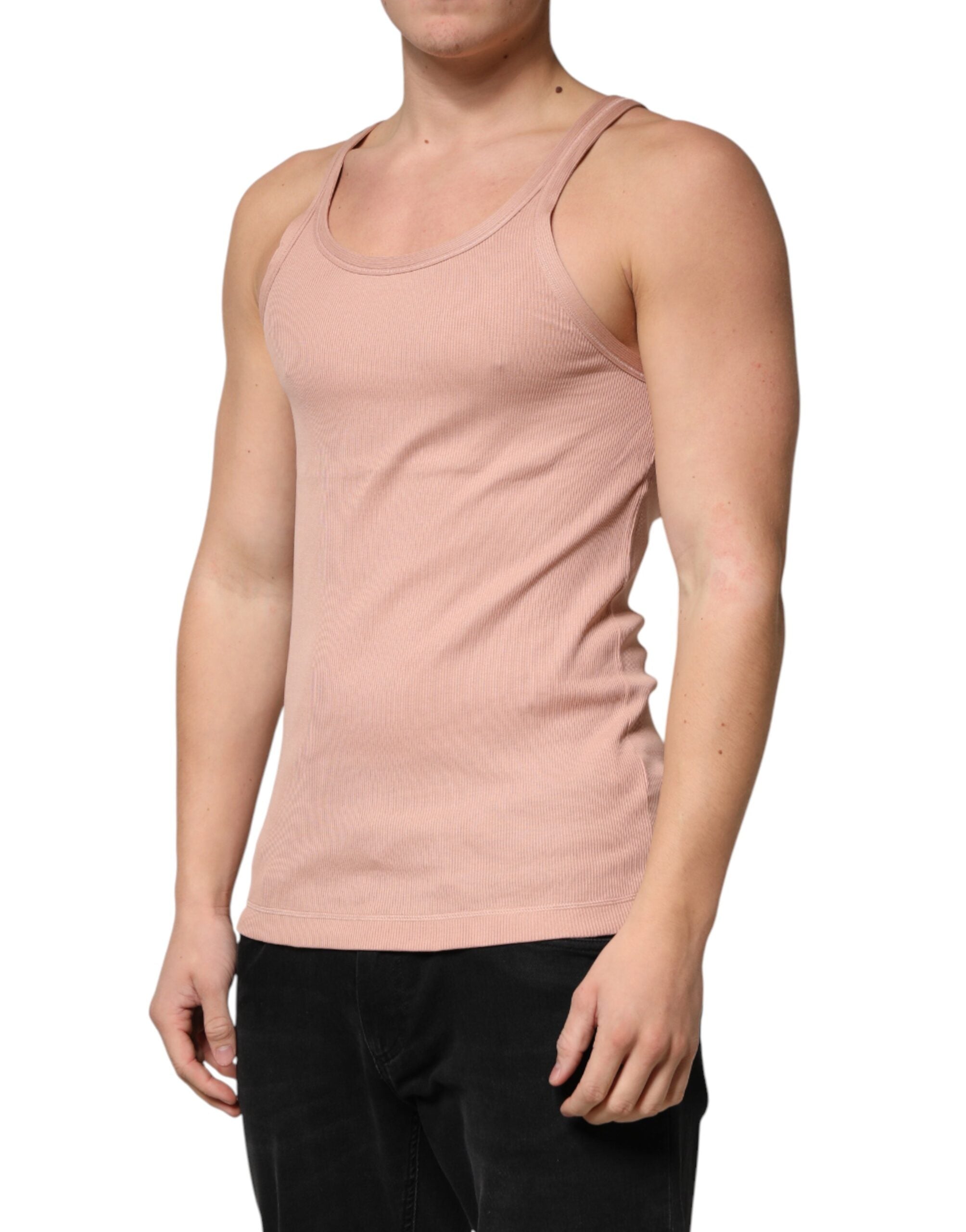 Dolce & Gabbana Pink Sleeveless Round Neck Tank Top Men's T-shirt