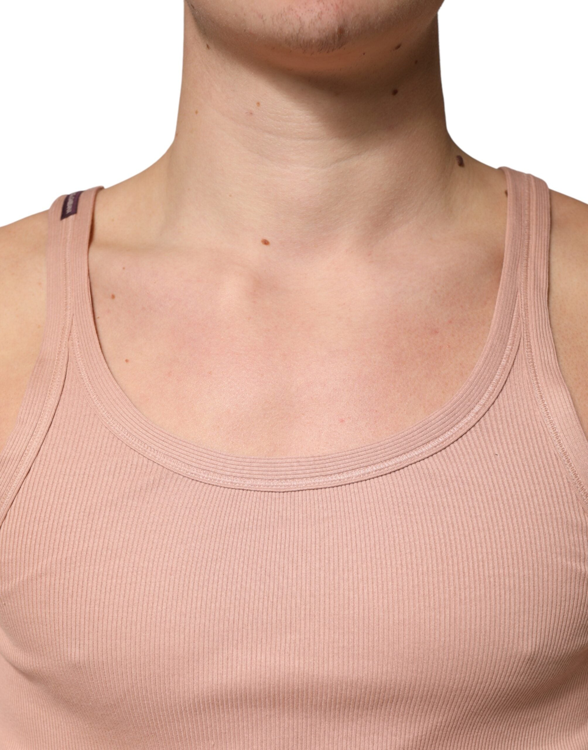 Dolce & Gabbana Pink Sleeveless Round Neck Tank Top Men's T-shirt