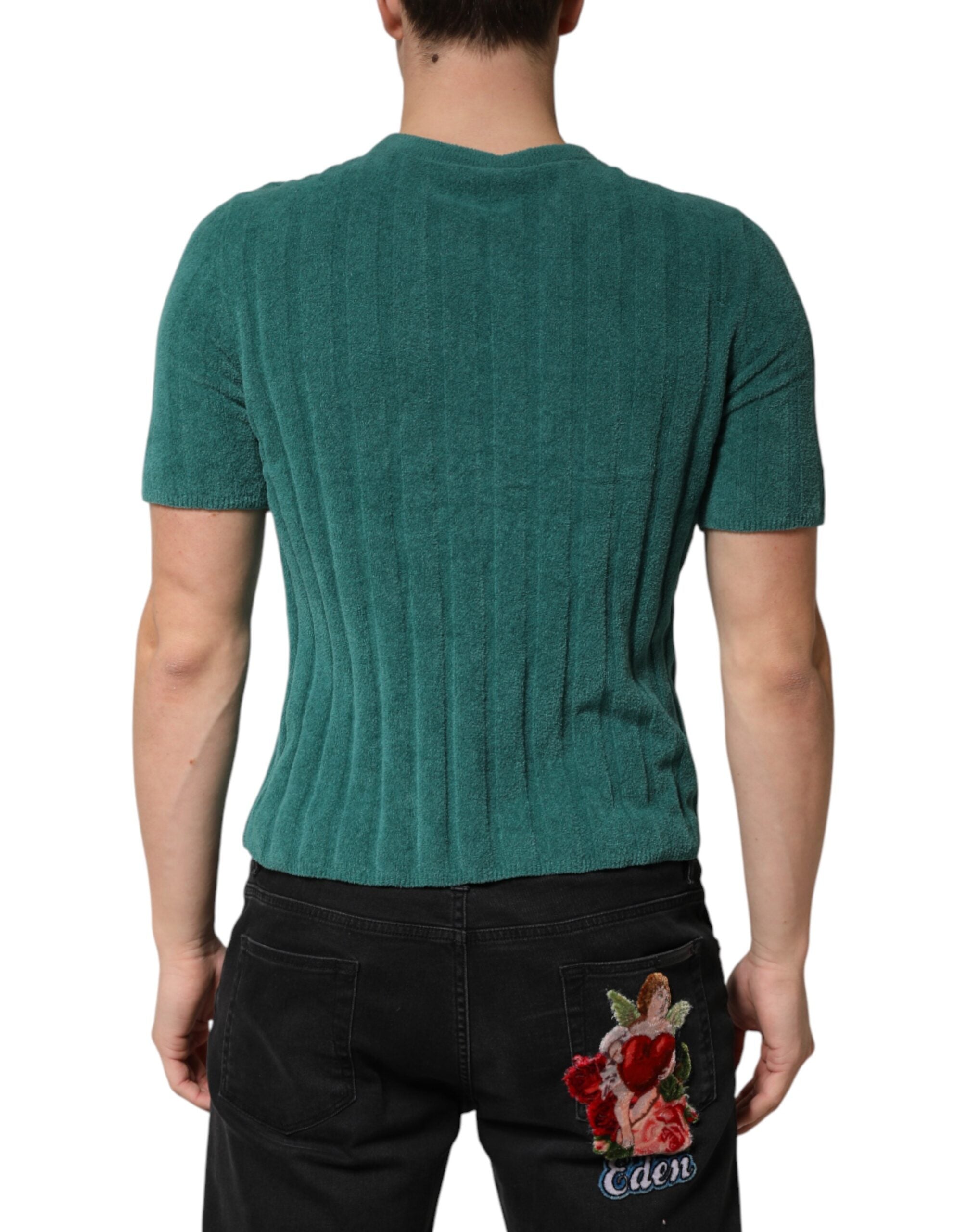 Dolce & Gabbana Dark Green Cotton Blend Men Crew Neck Men's T-shirt