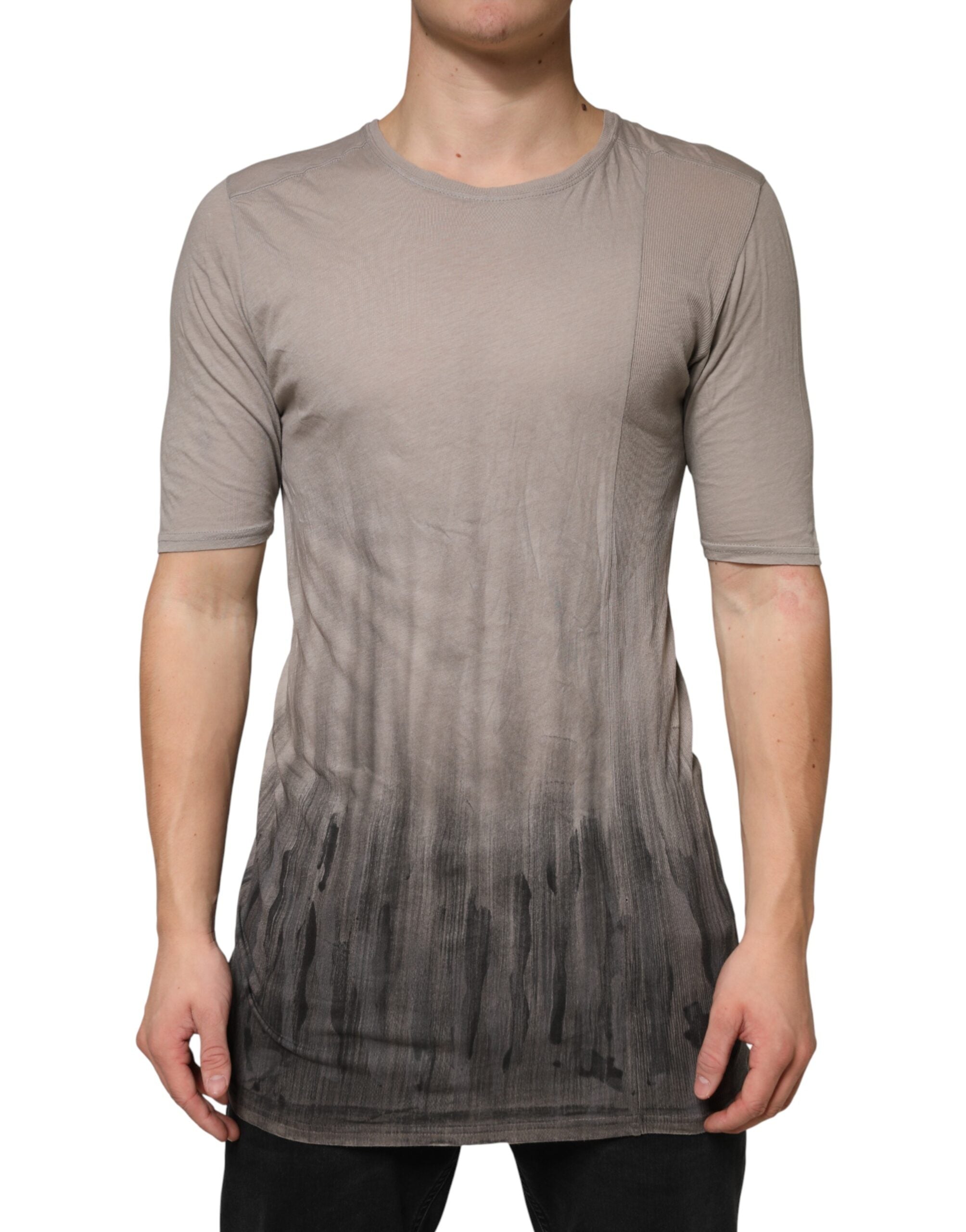 Laneus Gray Two Tone Cotton Round Neck Short Sleeves Men's T-shirt (Pre-Owned)