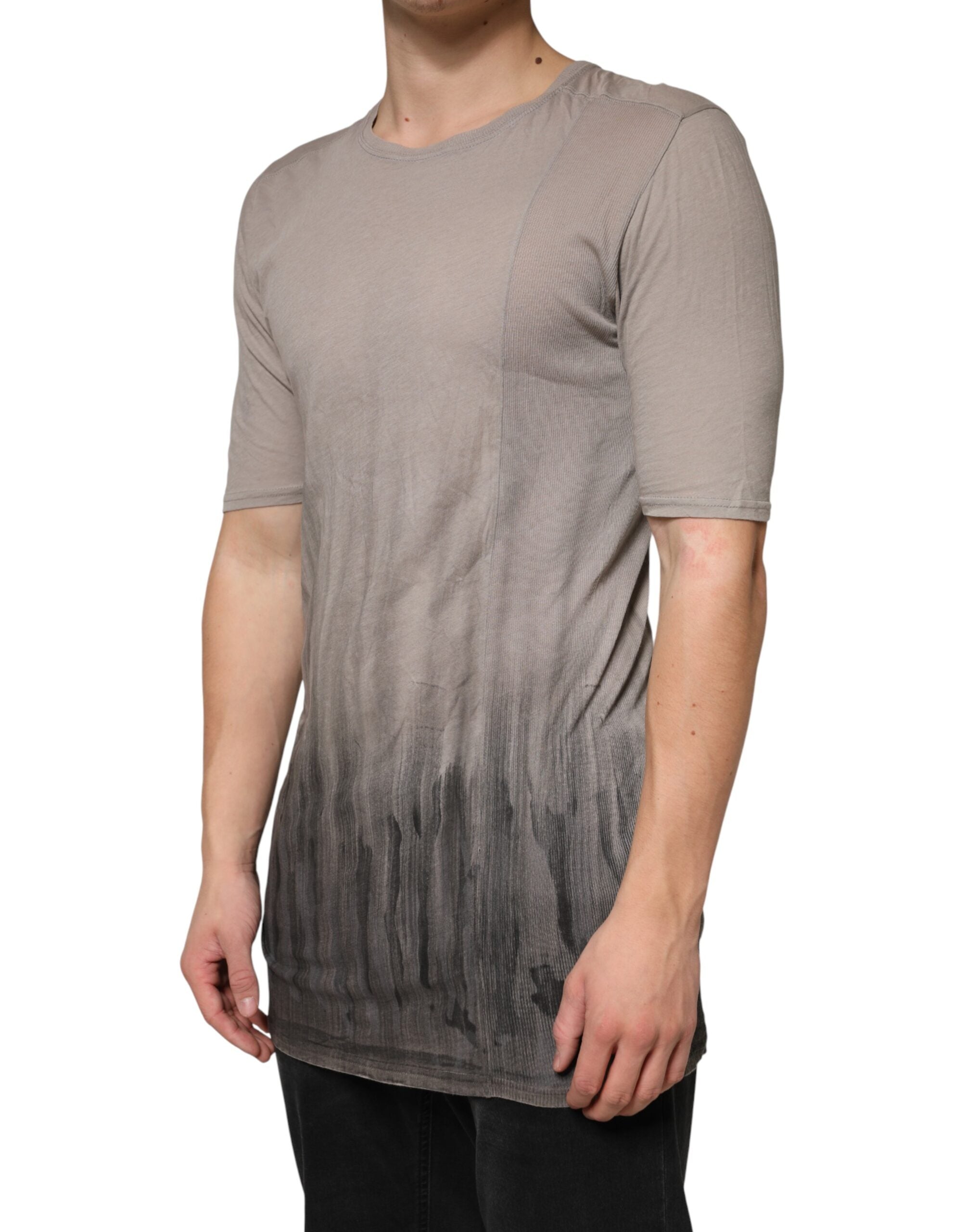 Laneus Gray Two Tone Cotton Round Neck Short Sleeves Men's T-shirt (Pre-Owned)
