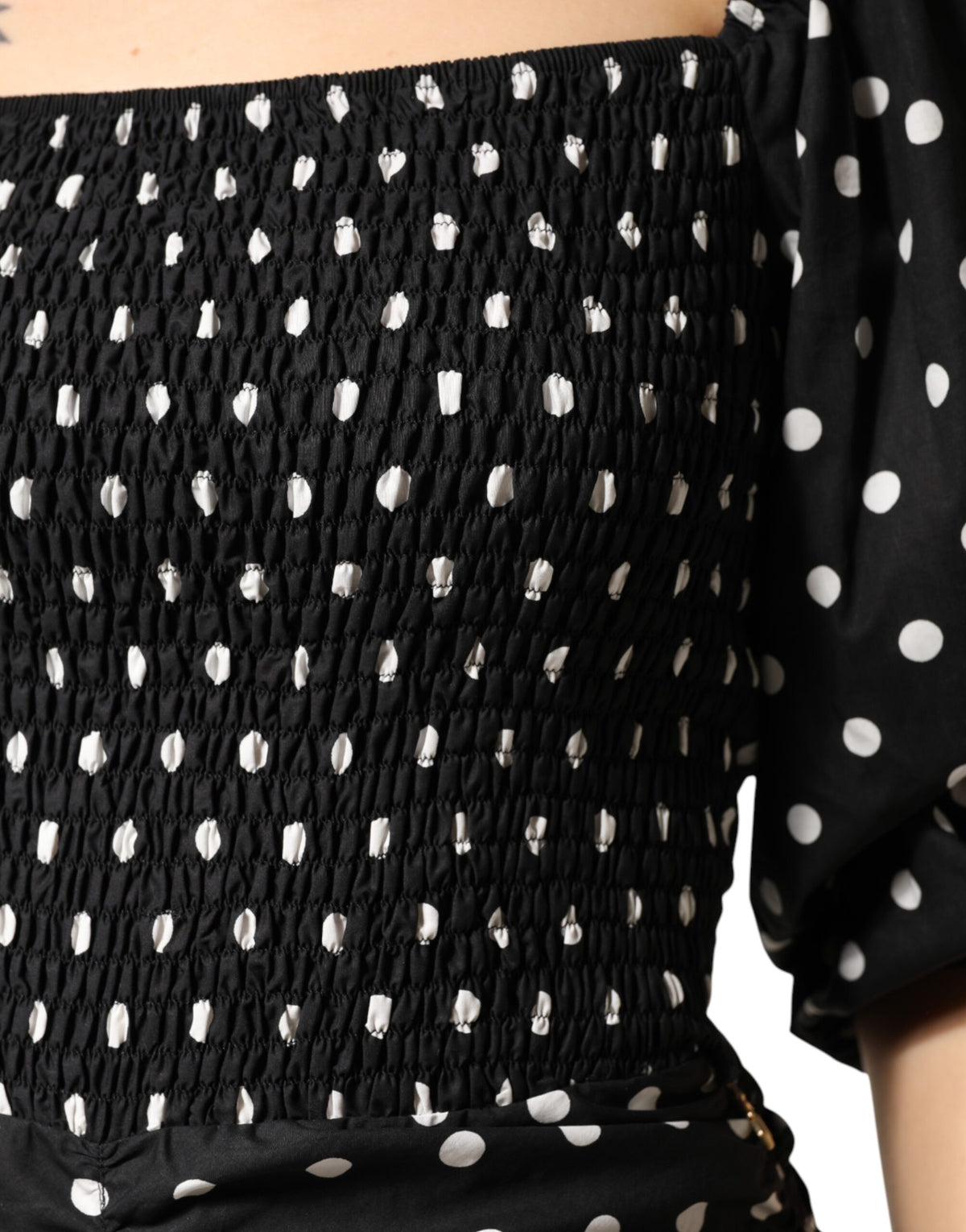 Patrizia Pepe Black White Polka Dot Short Sleeves Mini Women's Dress (Pre-Owned)