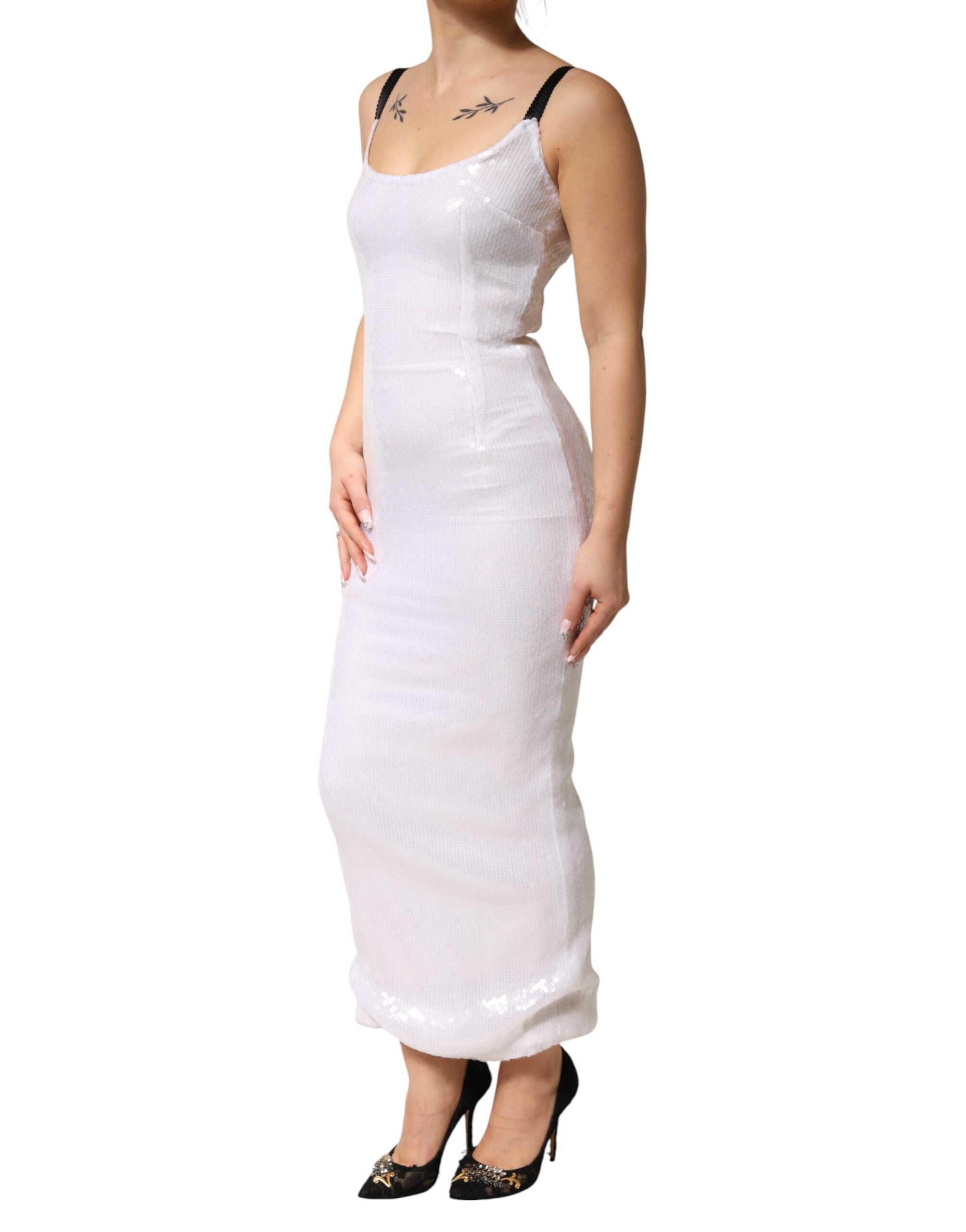 Dolce & Gabbana White Polyester Sleeveless Sheath Women's Dress (Pre-Owned)