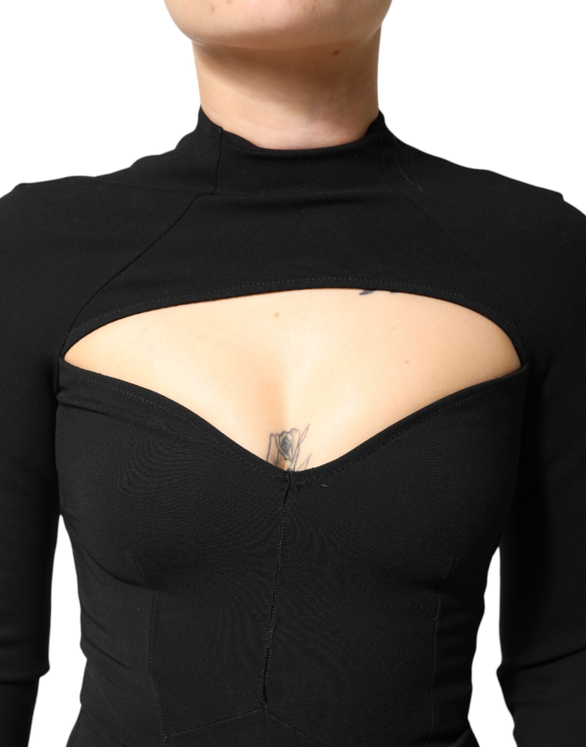 Dolce & Gabbana Black Viscose Bodycon Sheath Midi Women's Dress (Pre-Owned)