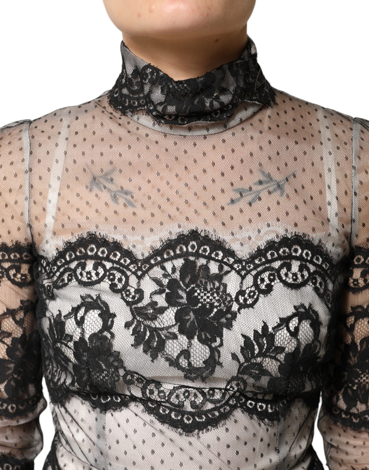Dolce & Gabbana Black White Lace Silk Blend MaxiSheath Women's Dress