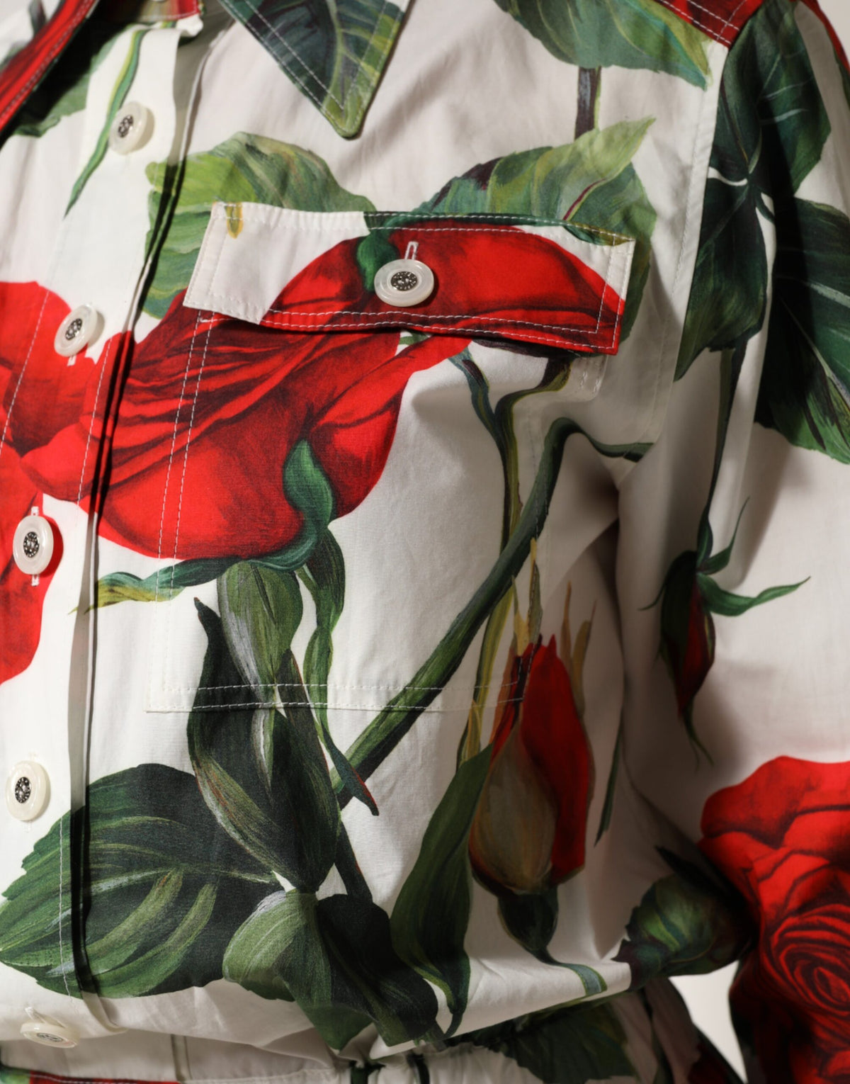 Dolce & Gabbana White Floral Print Cotton Jumpsuit Women's Dress