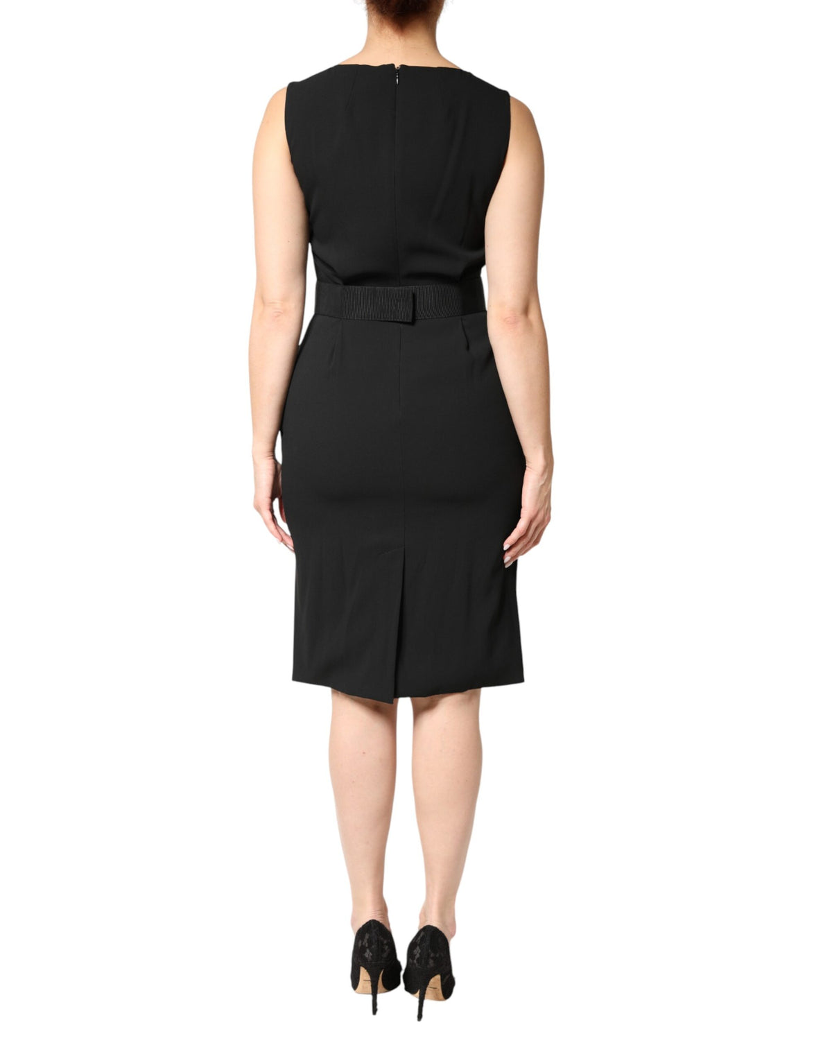 Dolce & Gabbana Black Sleeveless Sheath Knee Length Women's Dress