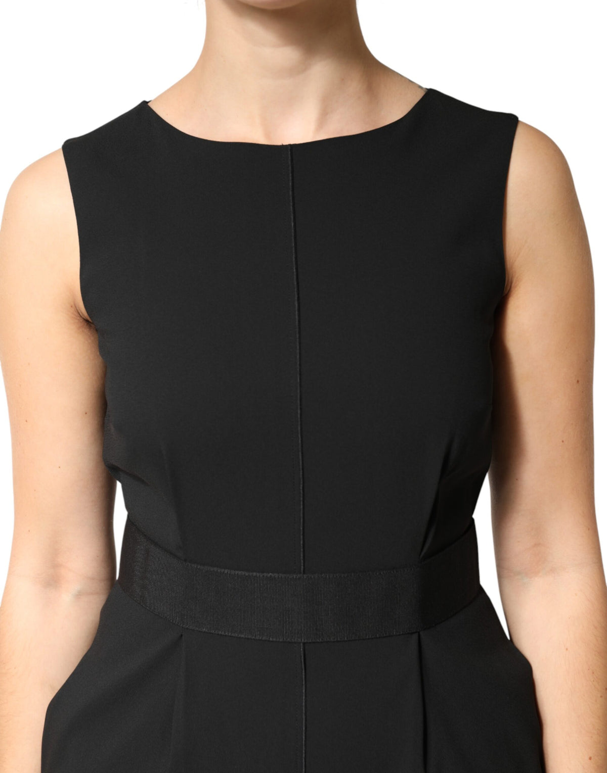 Dolce & Gabbana Black Sleeveless Sheath Knee Length Women's Dress