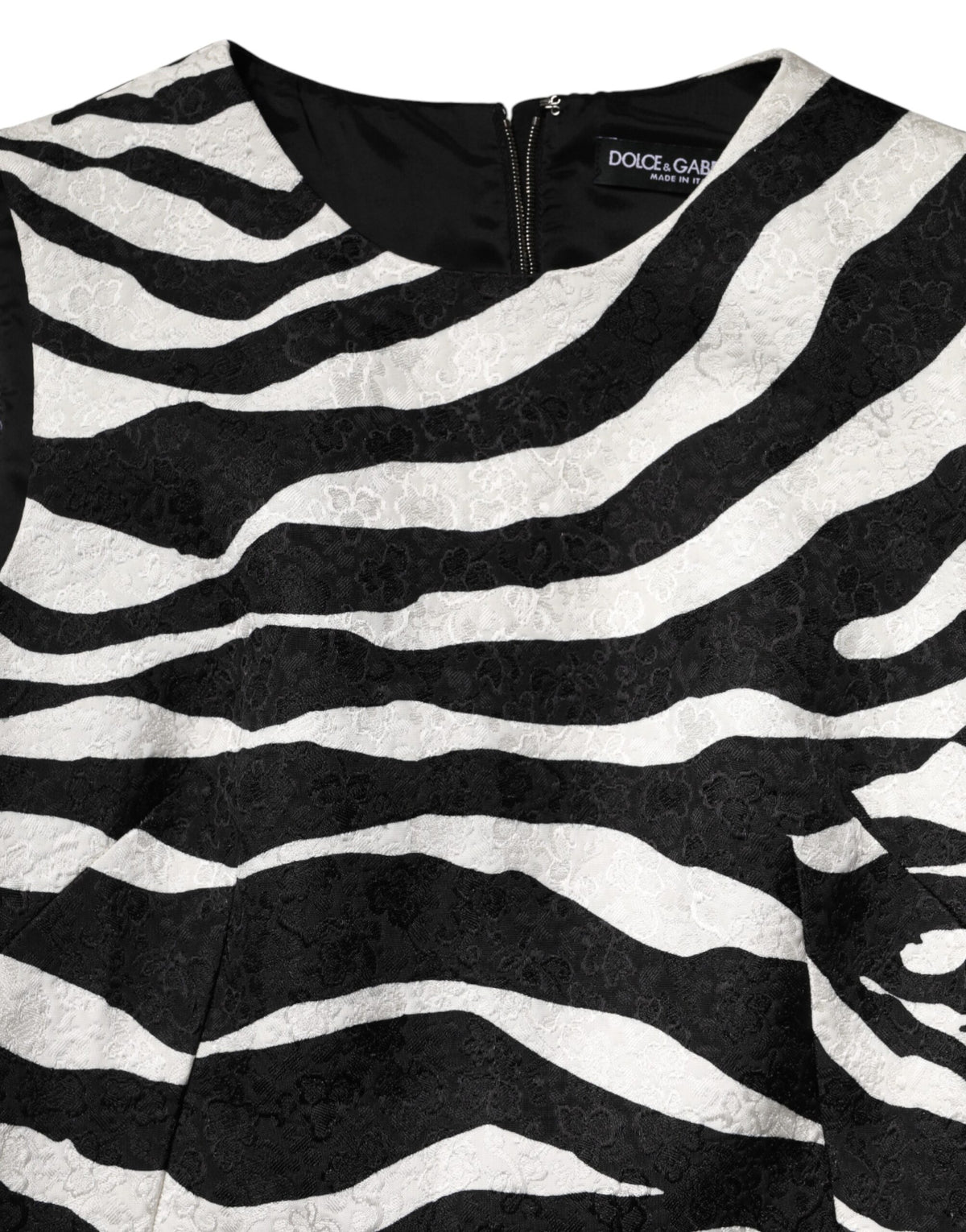 Dolce & Gabbana Black White Zebra Sleeveless A-line Women's Dress