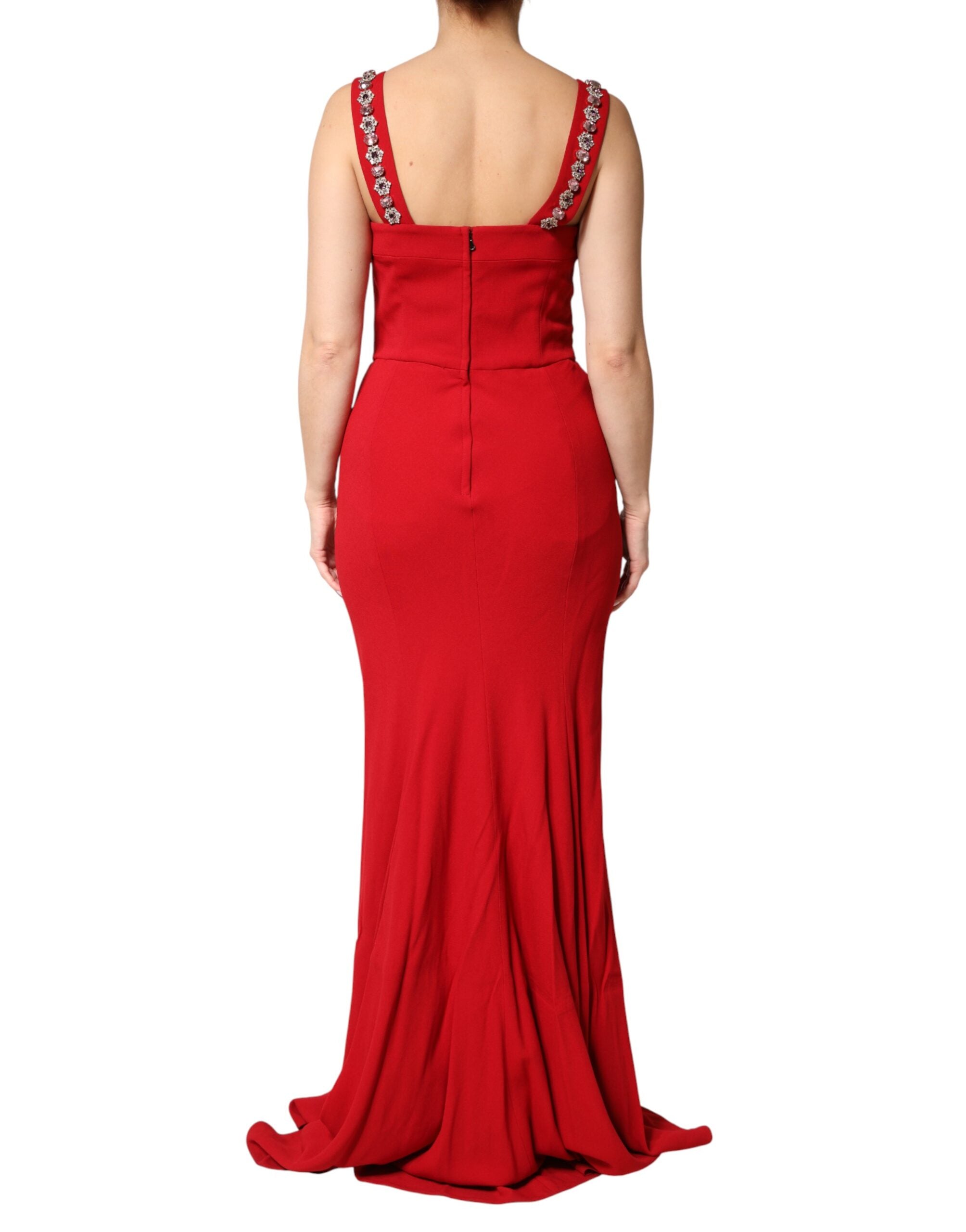 Dolce & Gabbana Red Embellished Bodycon Long Gown Women's Dress (Pre-Owned)