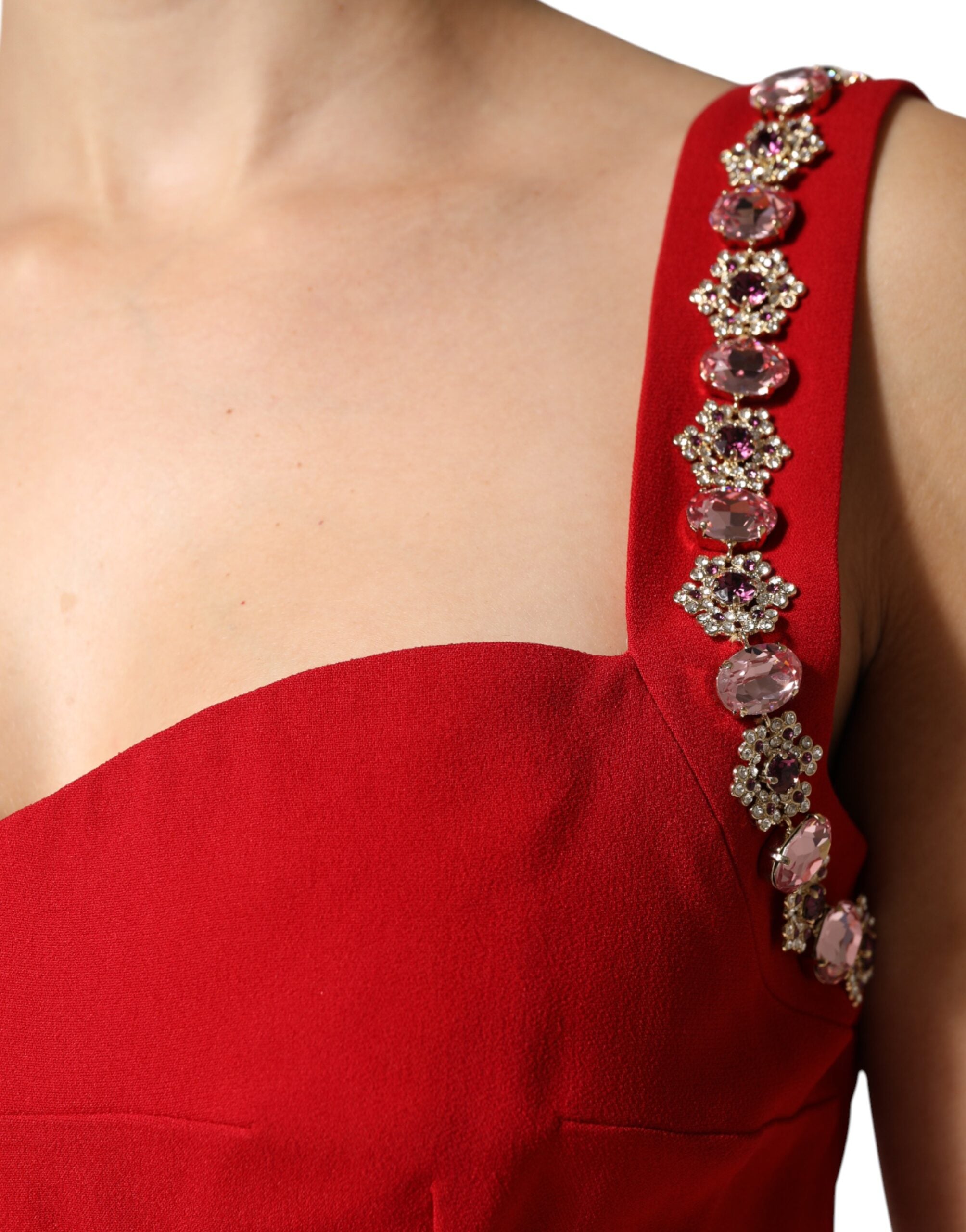 Dolce & Gabbana Red Embellished Bodycon Long Gown Women's Dress (Pre-Owned)