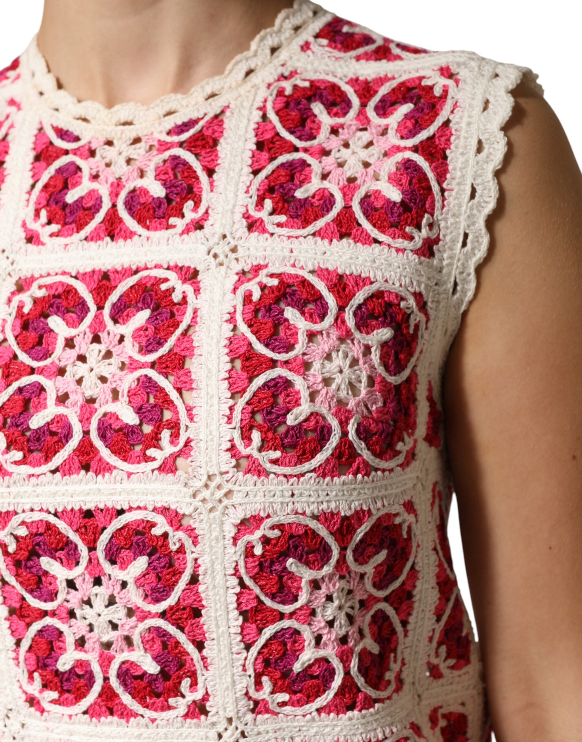 Dolce & Gabbana Multicolor Brick Stitched Crochet Mini Women's Dress