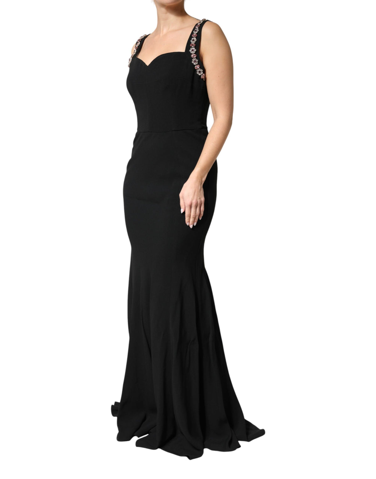 Dolce & Gabbana Black Embellished Bodycon Long Gown Women's Dress