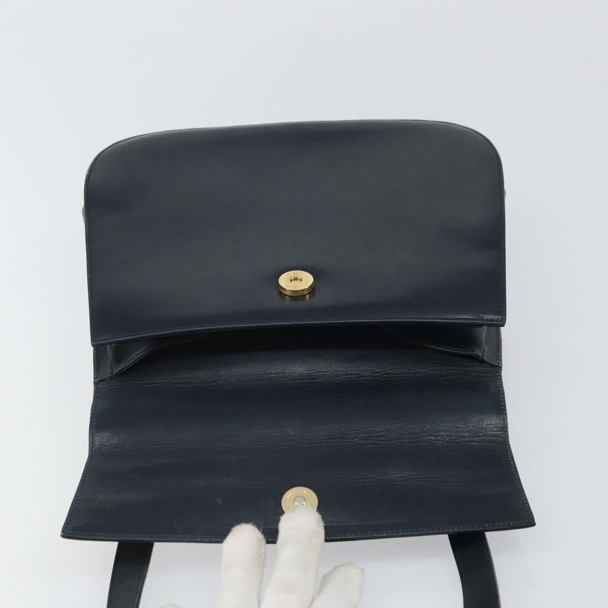 Salvatore Ferragamo Gancini Leather Navy Leather Shoulder Bag Bag (Pre-Owned)