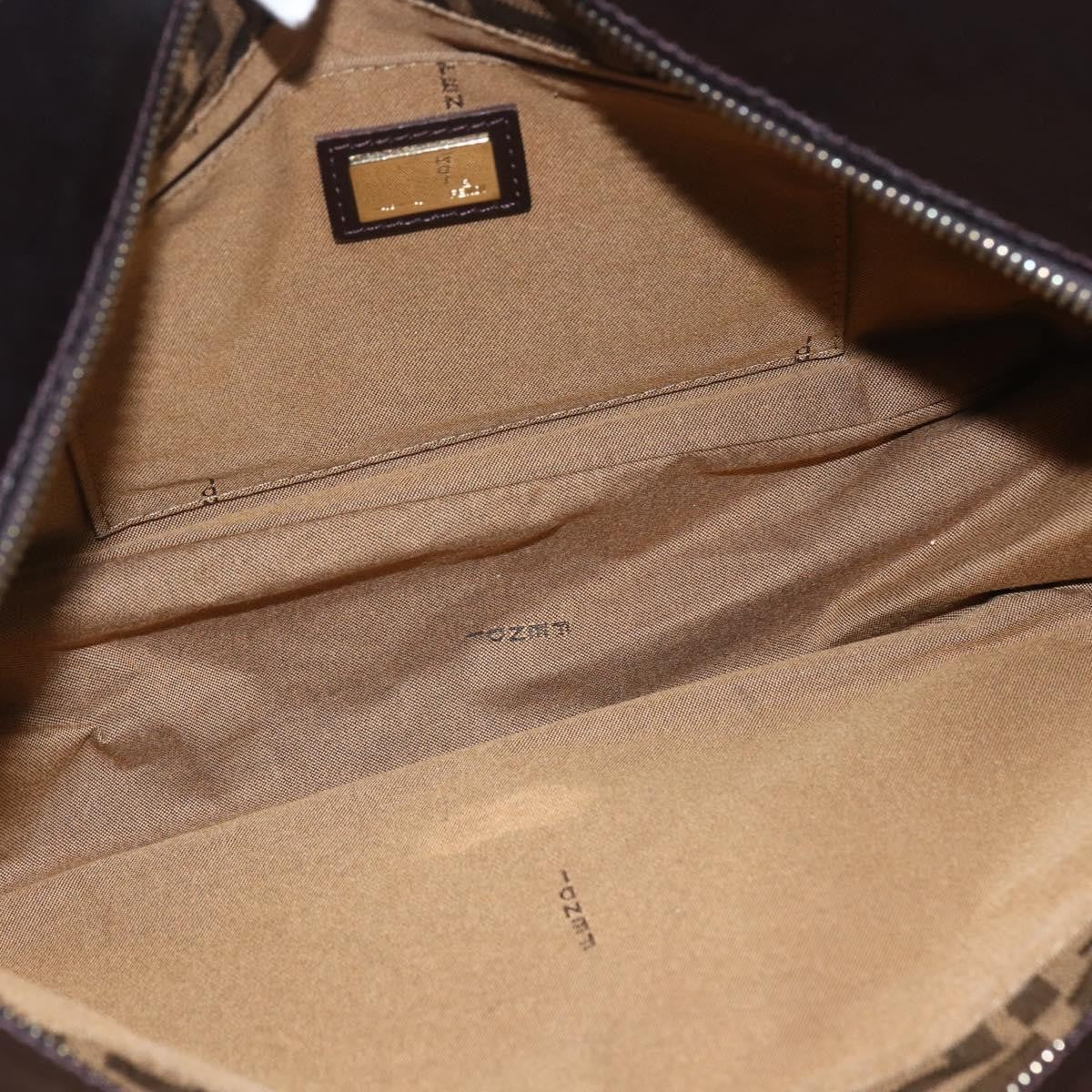 Fendi Chef Pleated Shopping Tote Zucca Canvas Brown Canvas Tote Bag Bag (Pre-Owned)