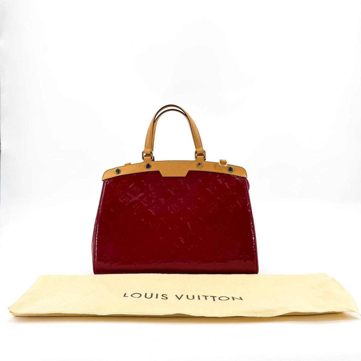Louis Vuitton Sherwood Monogram Vernis Beige Patent_Leather Handbag (Pre-Owned)