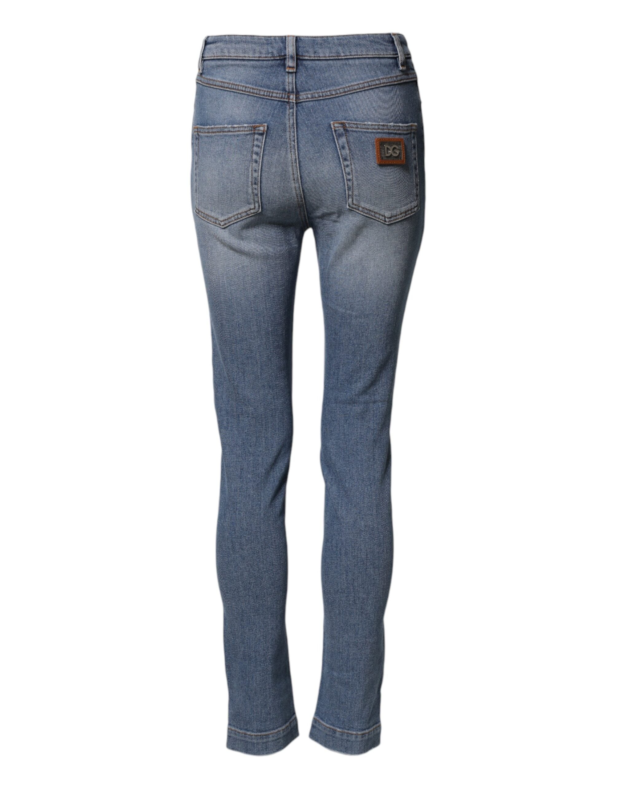 Dolce & Gabbana Blue Washed Cotton Skinny Denim Trouser Women's Jeans