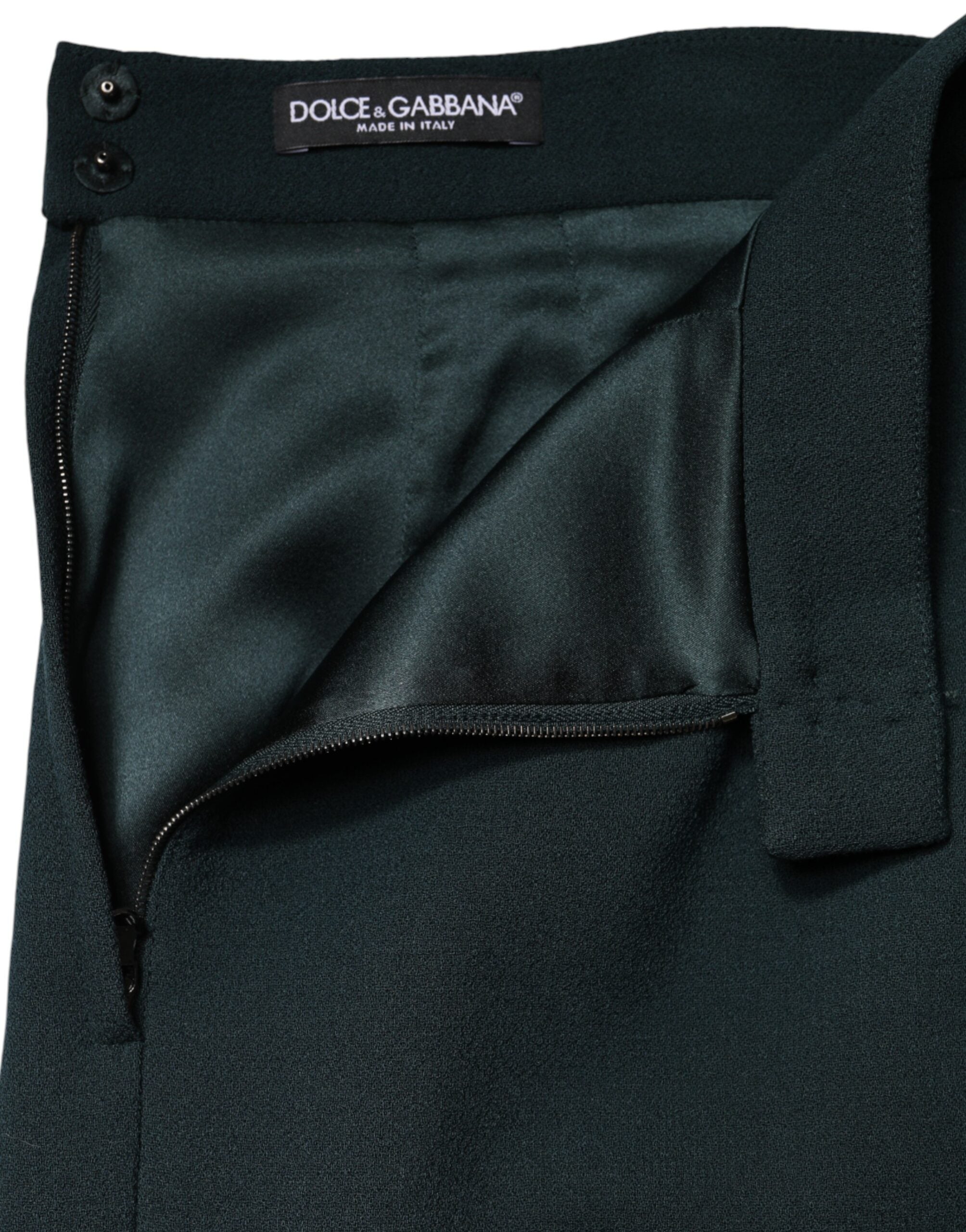 Dolce & Gabbana Dark Green Mid Waist Pencil Cut Mini Women's Skirt
