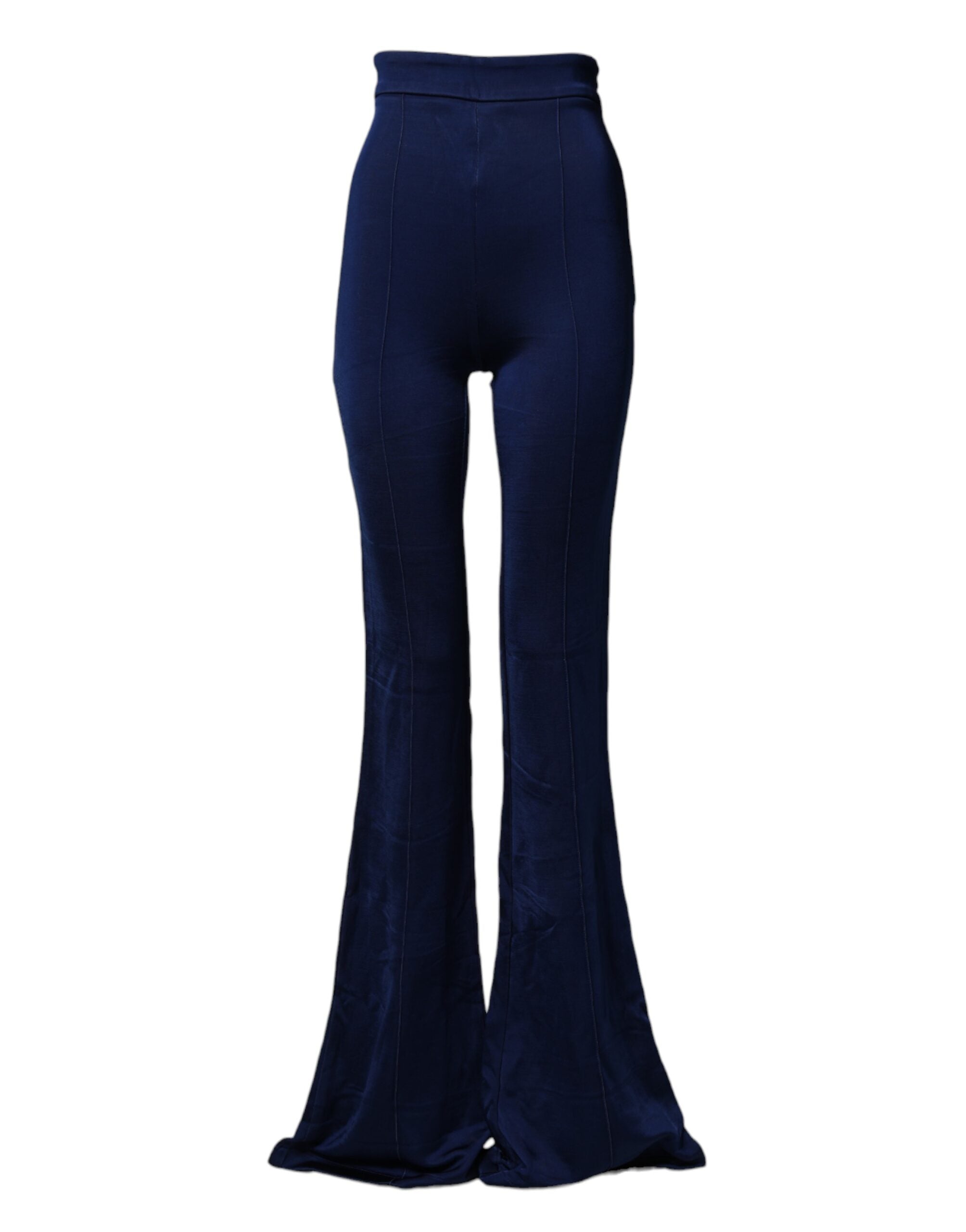 Elisabetta Franchi Navy Blue HighWaist Flare Leg Trouser Women's Pants (Pre-Owned)