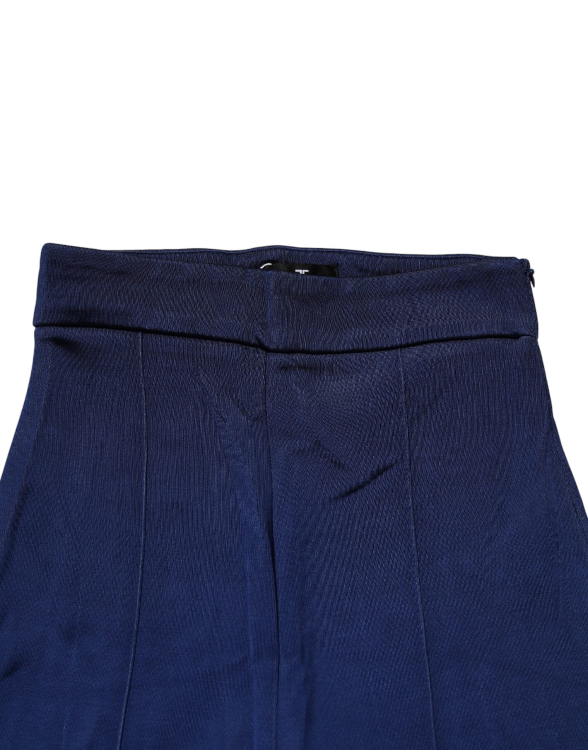 Elisabetta Franchi Navy Blue HighWaist Flare Leg Trouser Women's Pants (Pre-Owned)