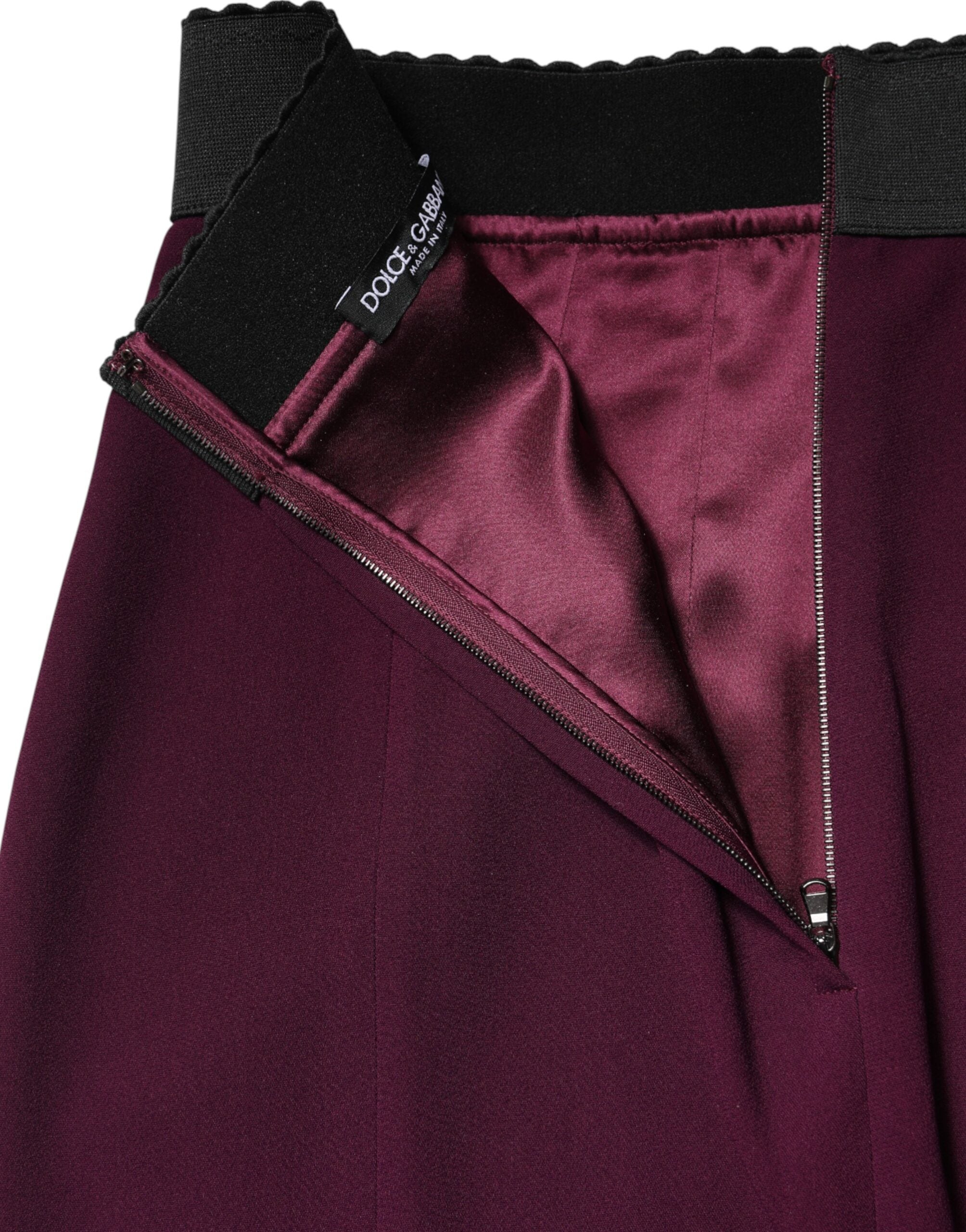 Dolce & Gabbana Maroon Mid Waist Pencil Cut Midi Women's Skirt (Pre-Owned)