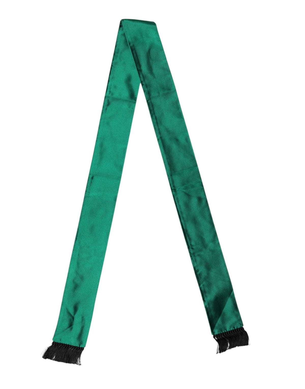 Dolce & Gabbana Green Silk Fringes Neck Wrap Foulard Men's Scarf