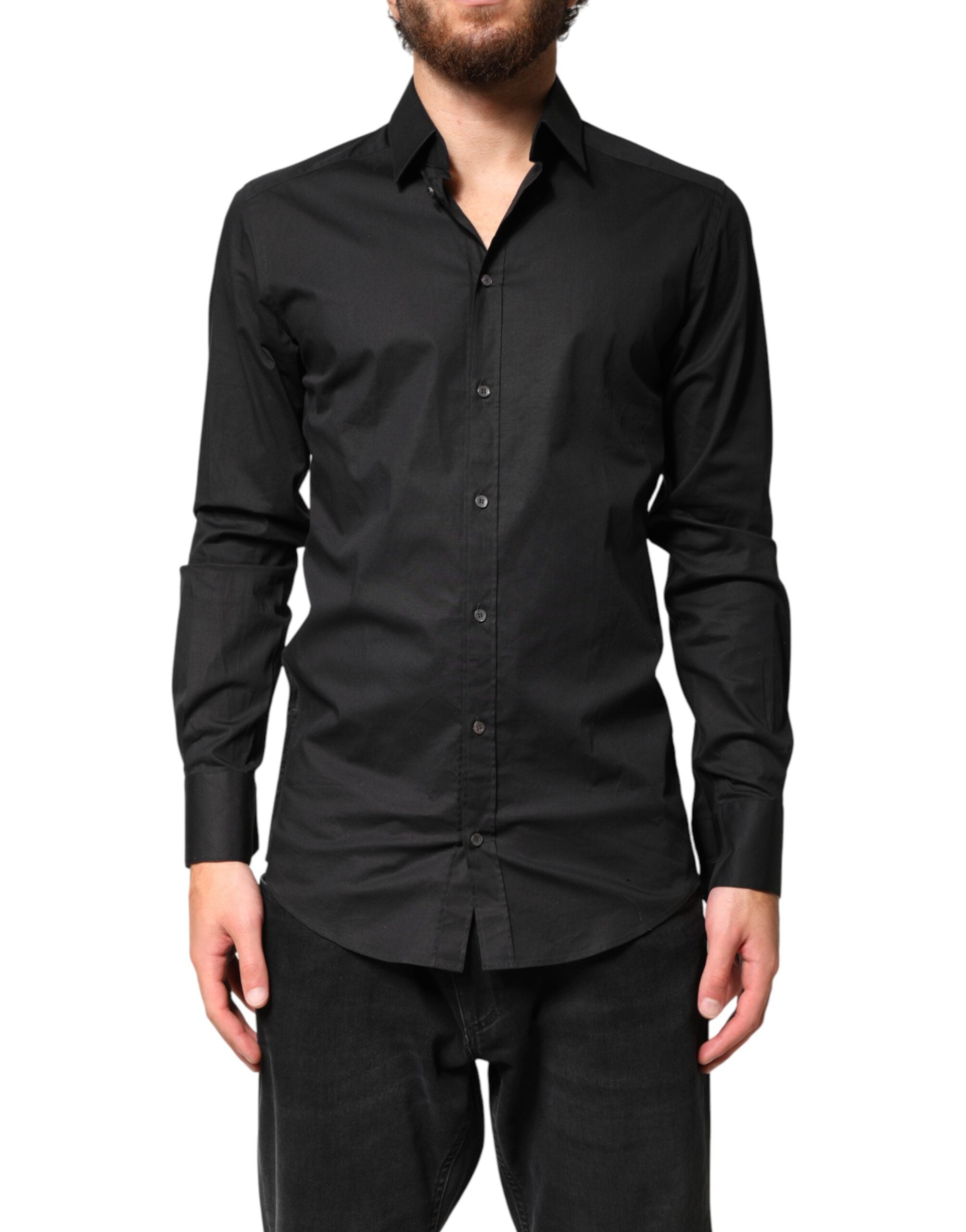 Dolce & Gabbana Black GOLD Cotton Men Dress Formal Men's Shirt (Pre-Owned)