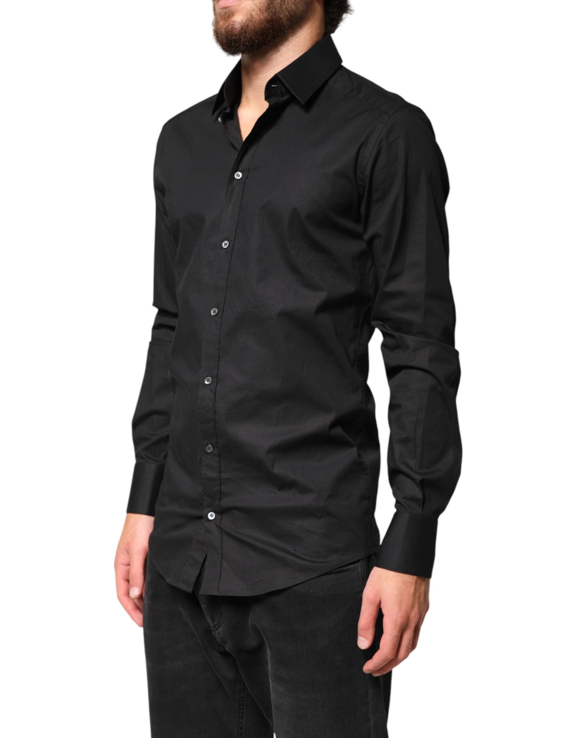 Dolce & Gabbana Black GOLD Cotton Men Dress Formal Men's Shirt (Pre-Owned)