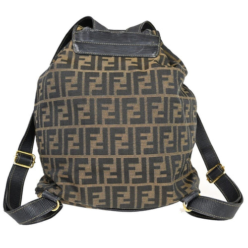 Fendi Zucca Brown Canvas Backpack Bag (Pre-Owned)
