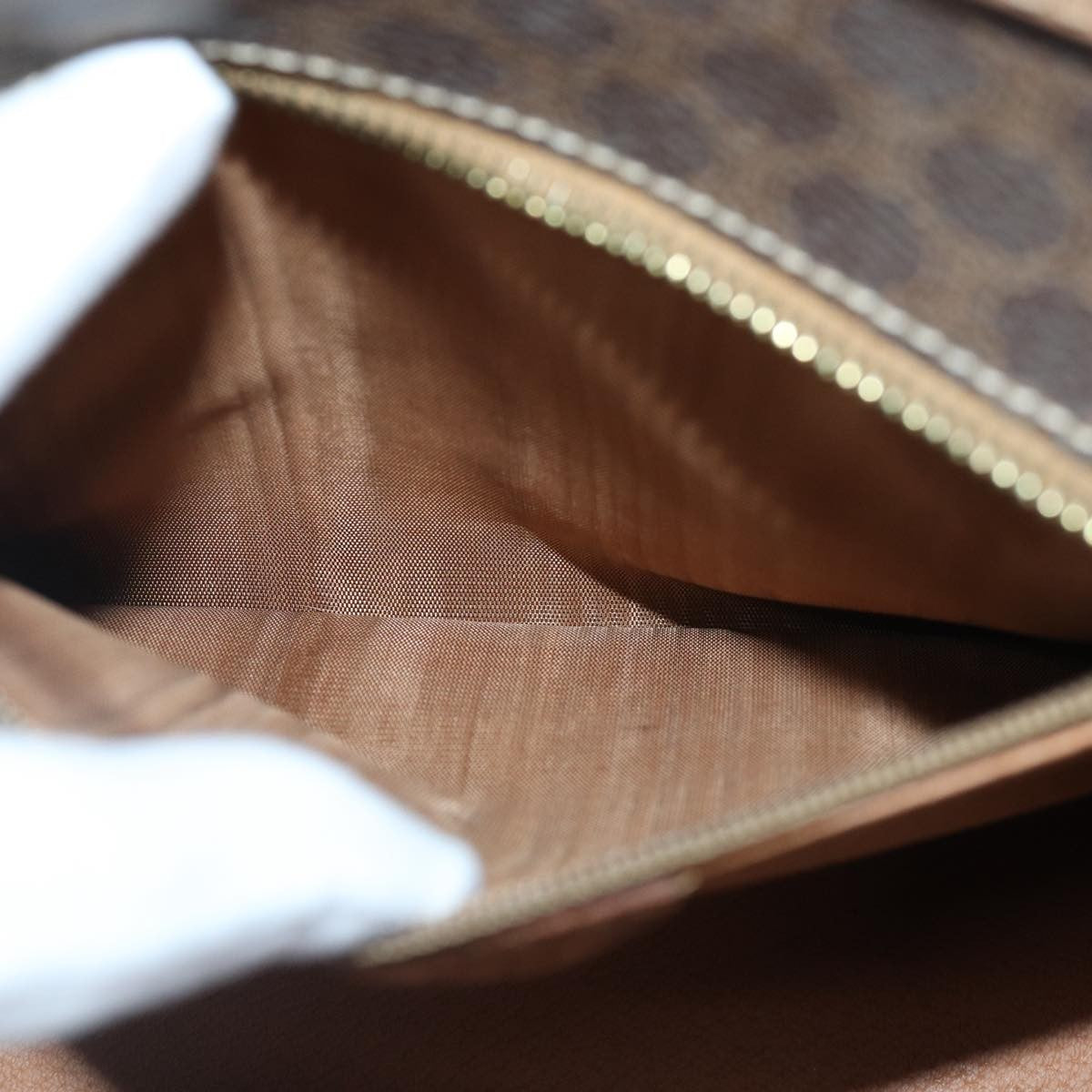 Celine Vintage Macadam Canvas And Leather Brown Canvas Handbag (Pre-Owned)