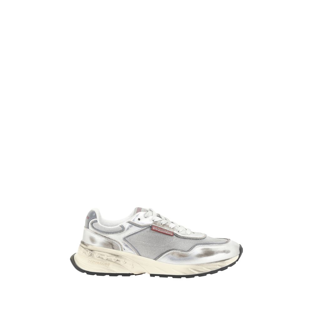 Dsquared² White Calf Leather Bos Taurus Athletic Men's Sneakers