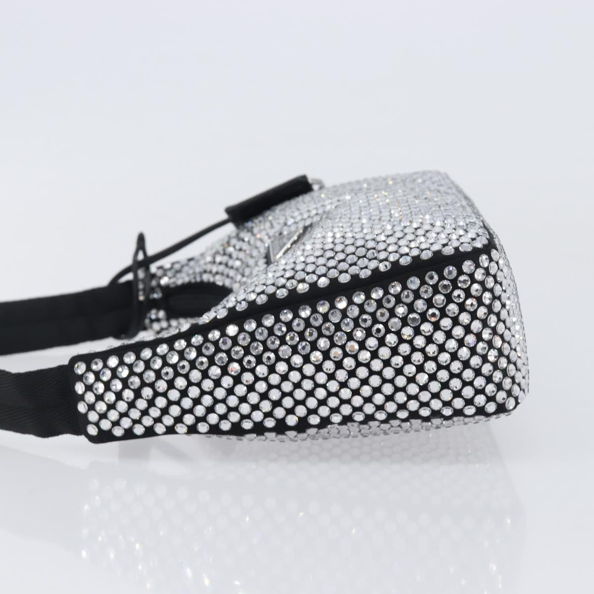 Prada Re-Edition 2000 Hobo Crystal Embellished Satin Silver Silk Shoulder Bag Bag (Pre-Owned)