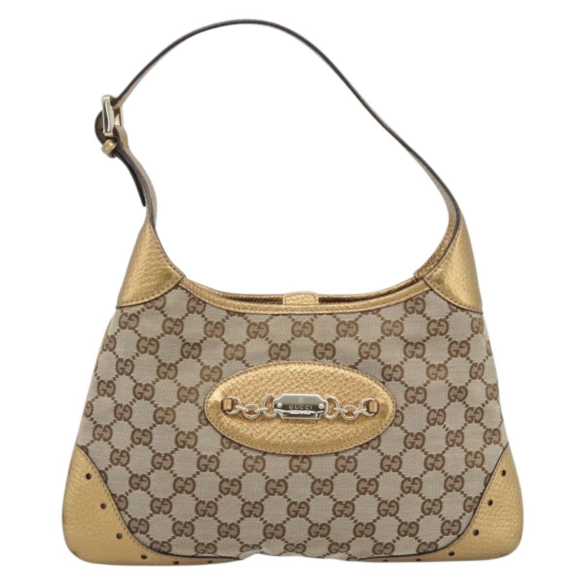 Gucci Vintage Jackie O Chain Hobo Gg Canvas Beige Canvas Handbag (Pre-Owned)